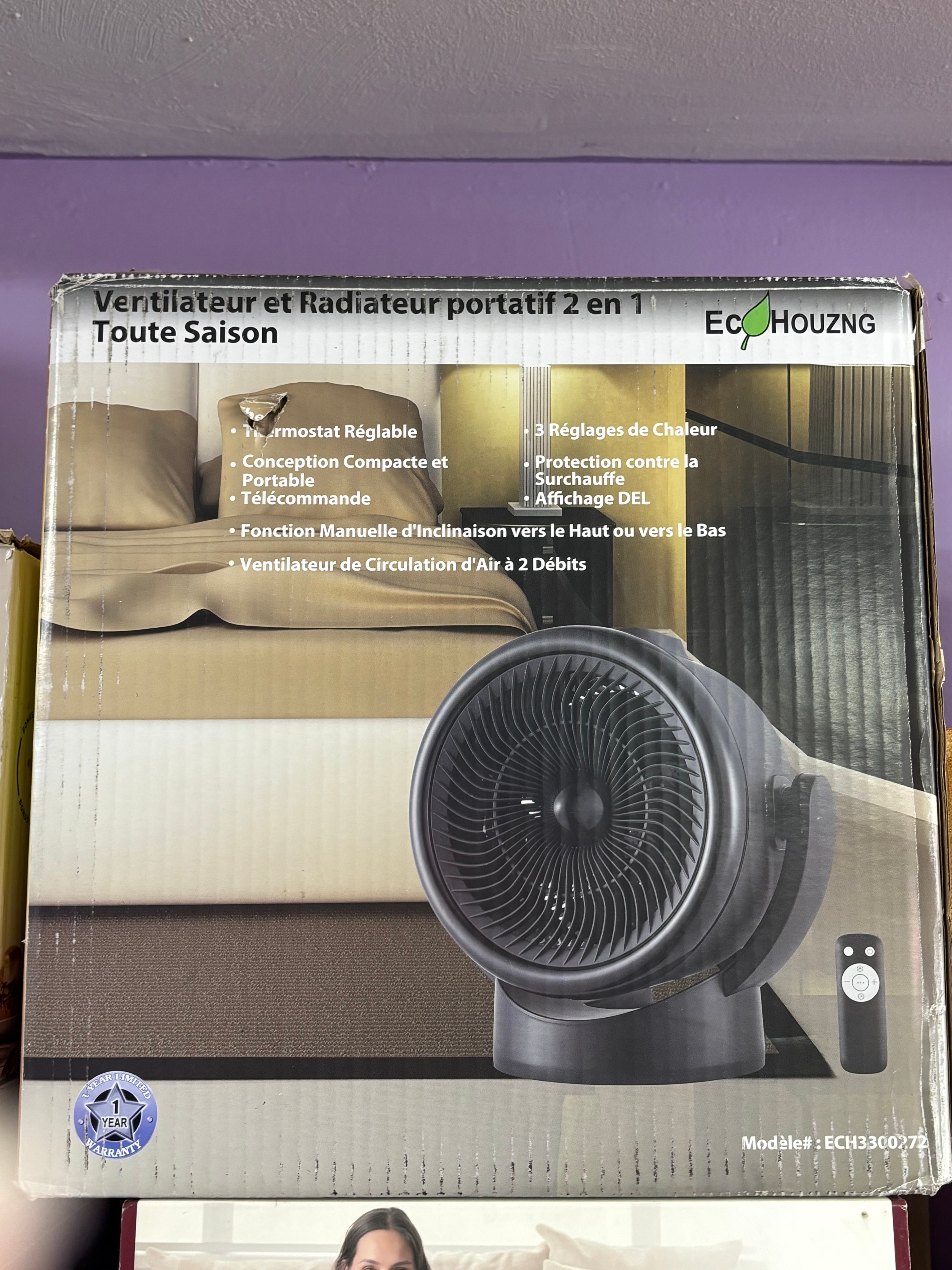 Ecohouzng 2-in-1 Heater & Fan with Remote - $55