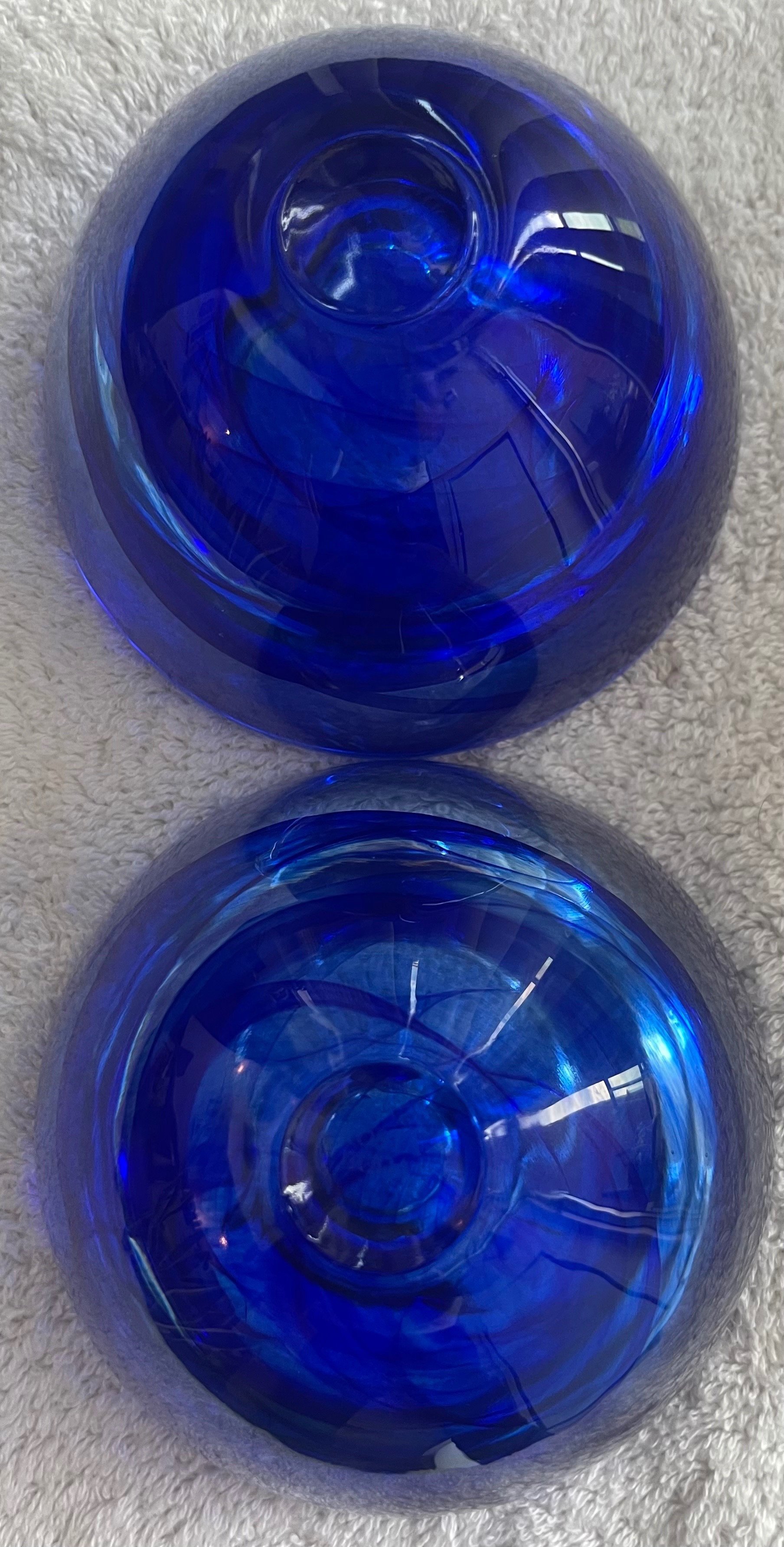 Pair of Kosta Boda Cobalt Blue Swirl Crystal Votives - photo 4