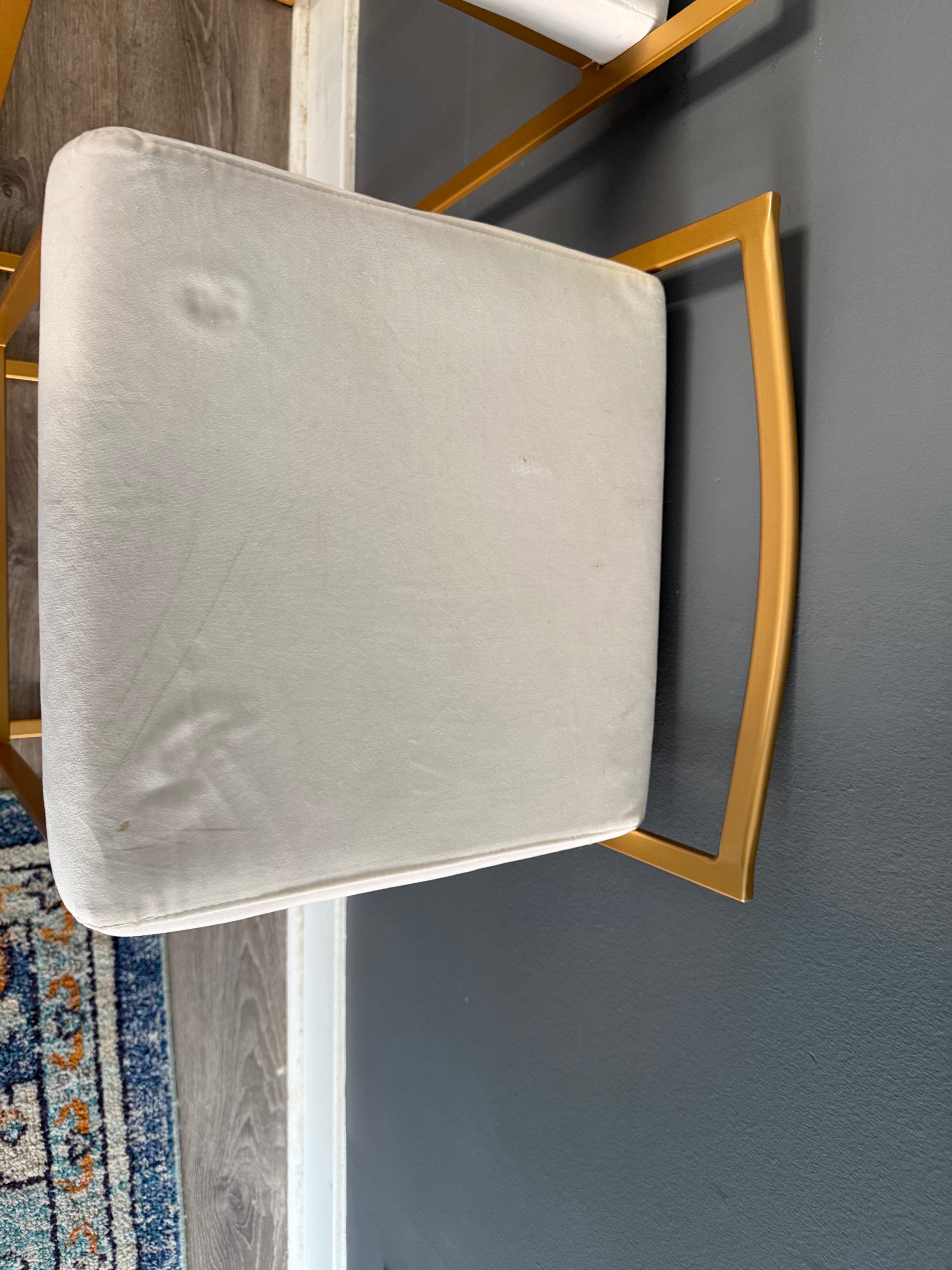 Set of 2 Gold and Cream Velvet Bar Stools - photo 5