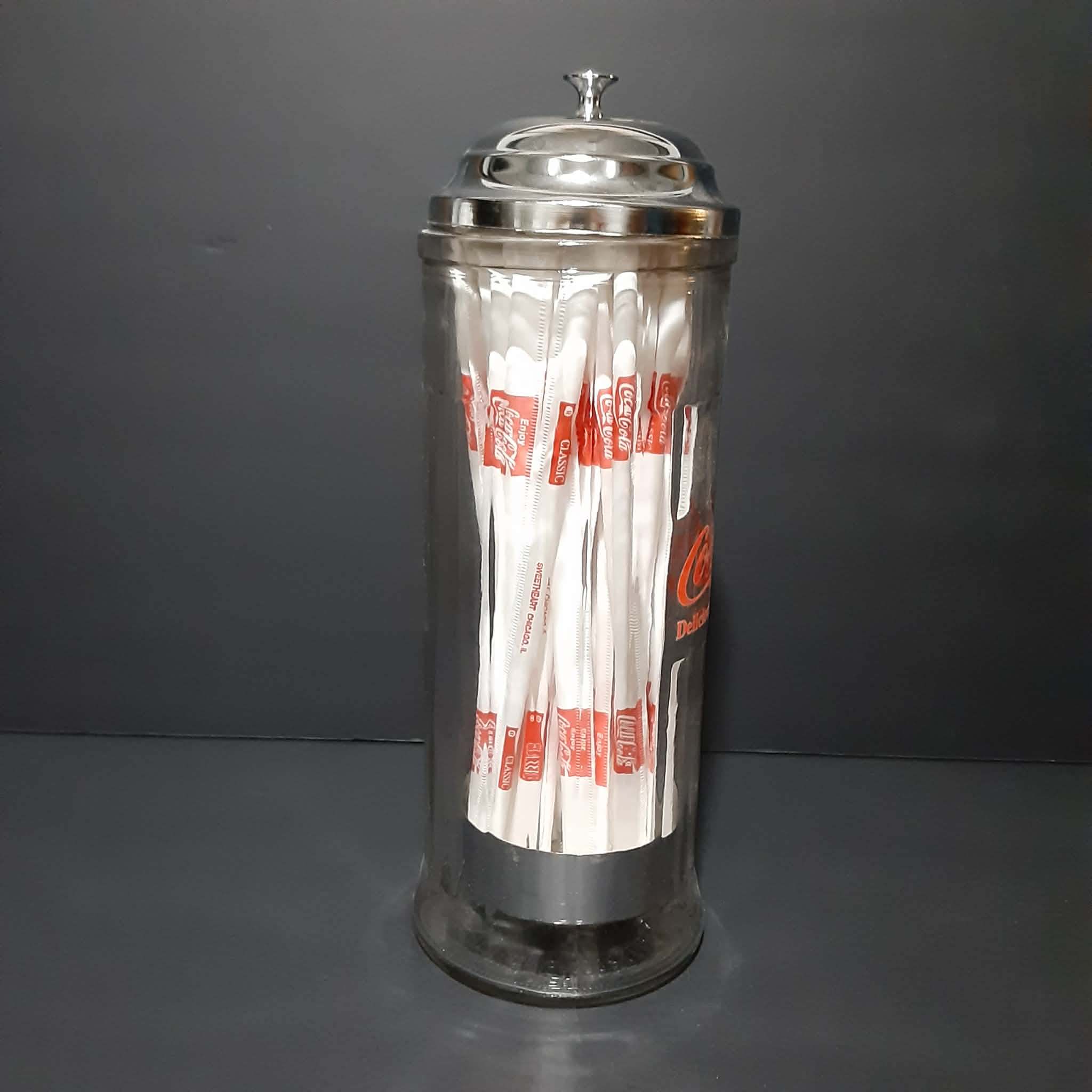 1992 Vintage Coca Cola Glass Straw Dispenser Holder Diner Style - photo 4