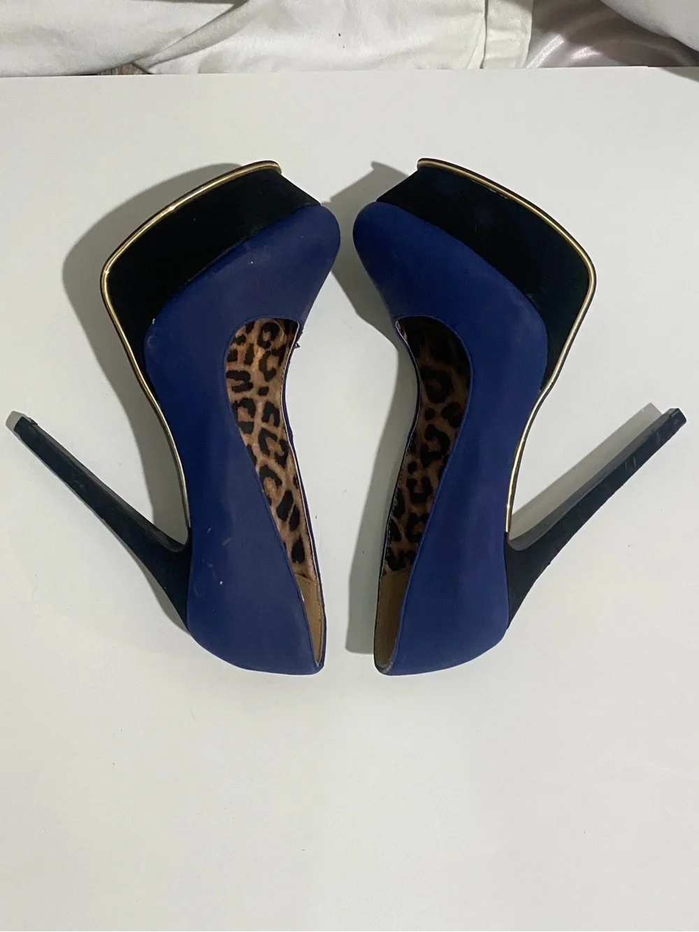 Qupid Women's 8 Royal Blue Leopard Print Pumps Platform Heels - photo 5