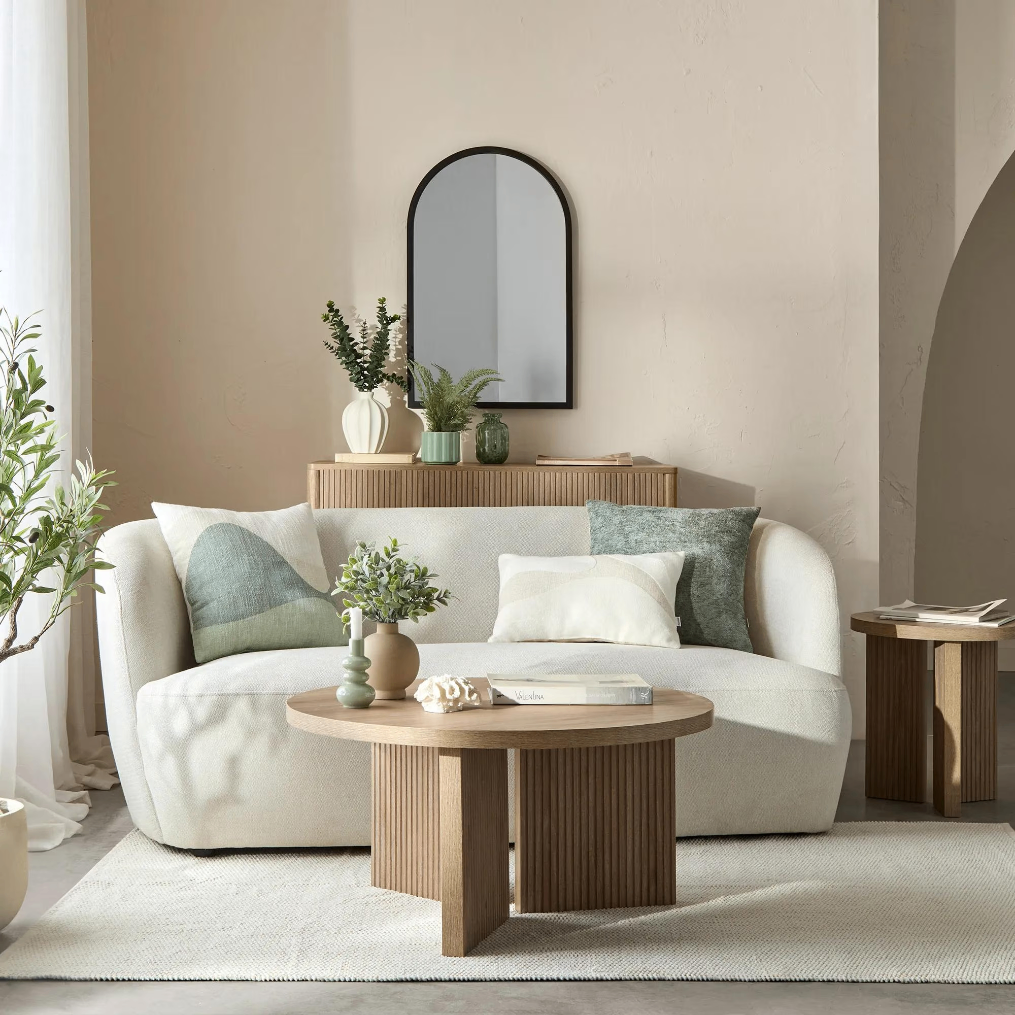 Natural Oak Wood Veneer Entryway Console Table with Drawer - photo 3