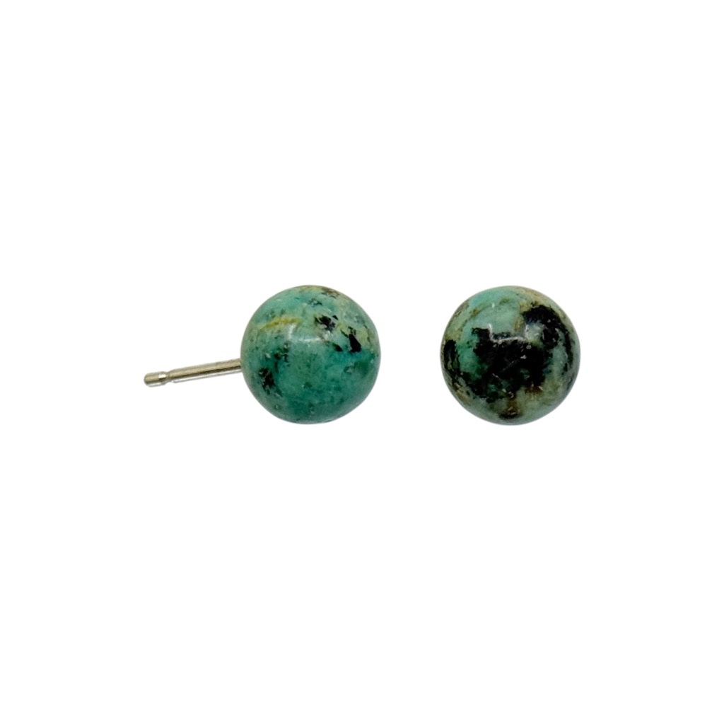 Hand Made sterling silver turquoise bead stud earrings - photo 3