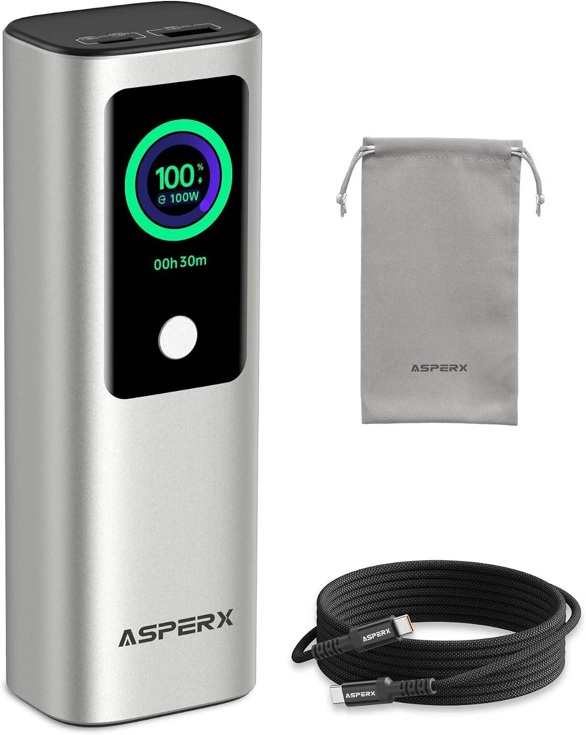 Laptop Power Bank, 165W 20,000mAh, Aluminum Unibody, TFT Display
