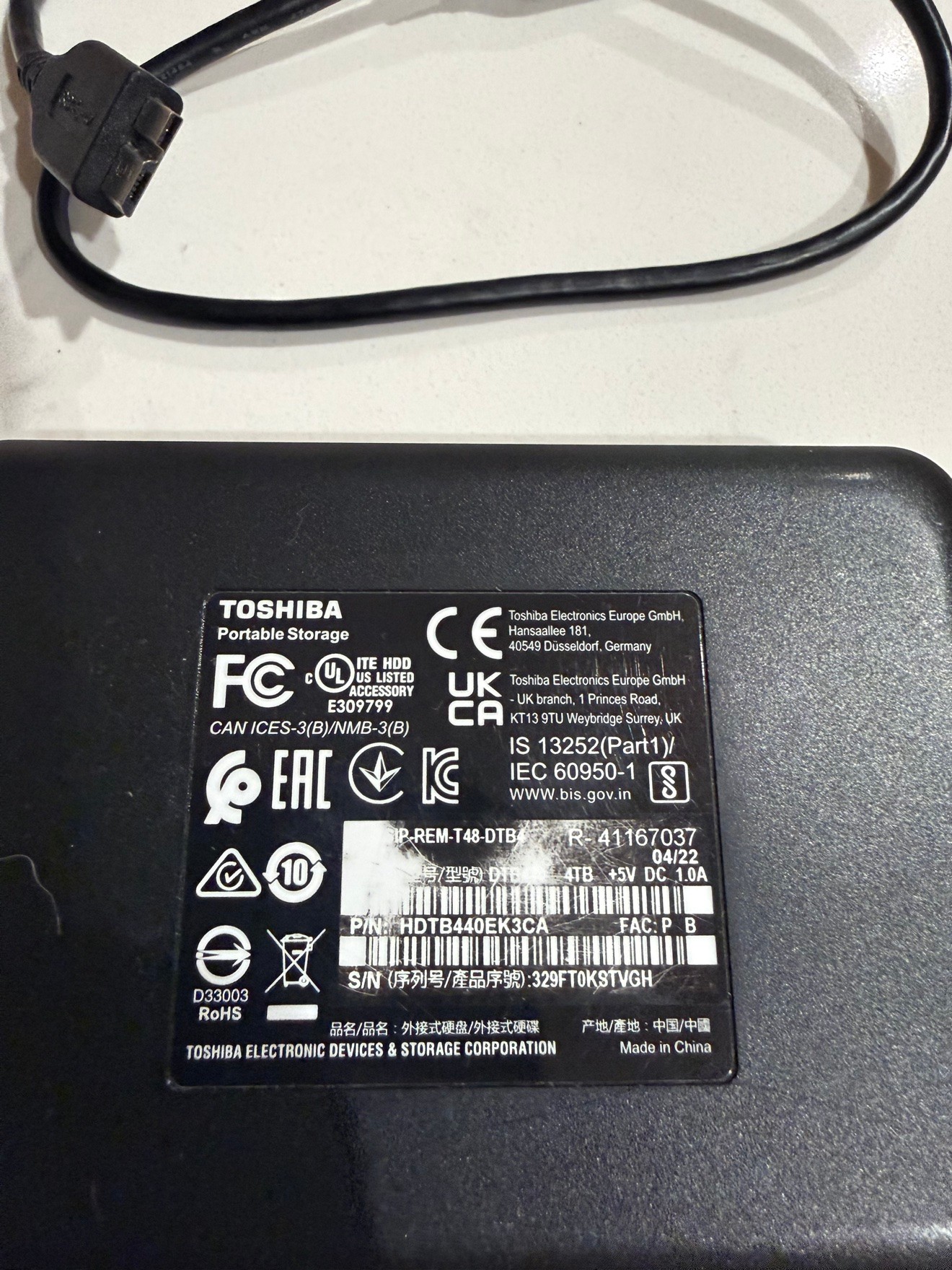 Toshiba Canvio Basics 4TB Portable External Hard Drive