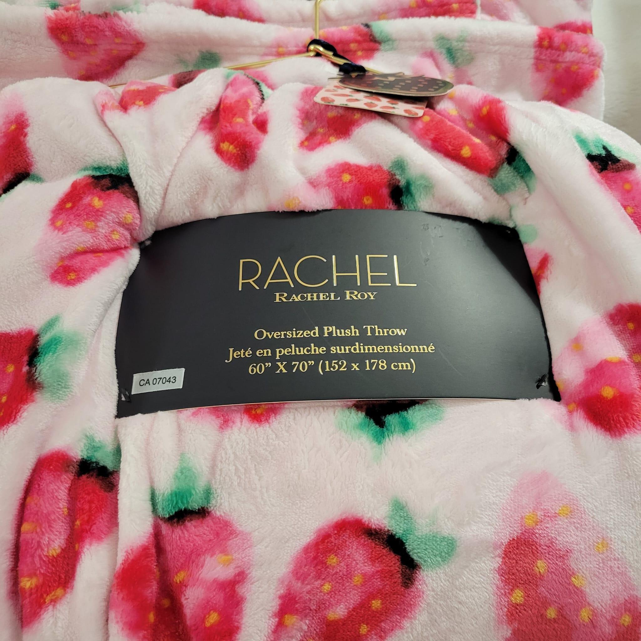 Throw Blanket Pink Strawberry Plush Rachel Roy