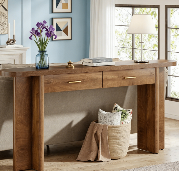 Lantine 63" Oval Console Table – Farmhouse Style - photo 2