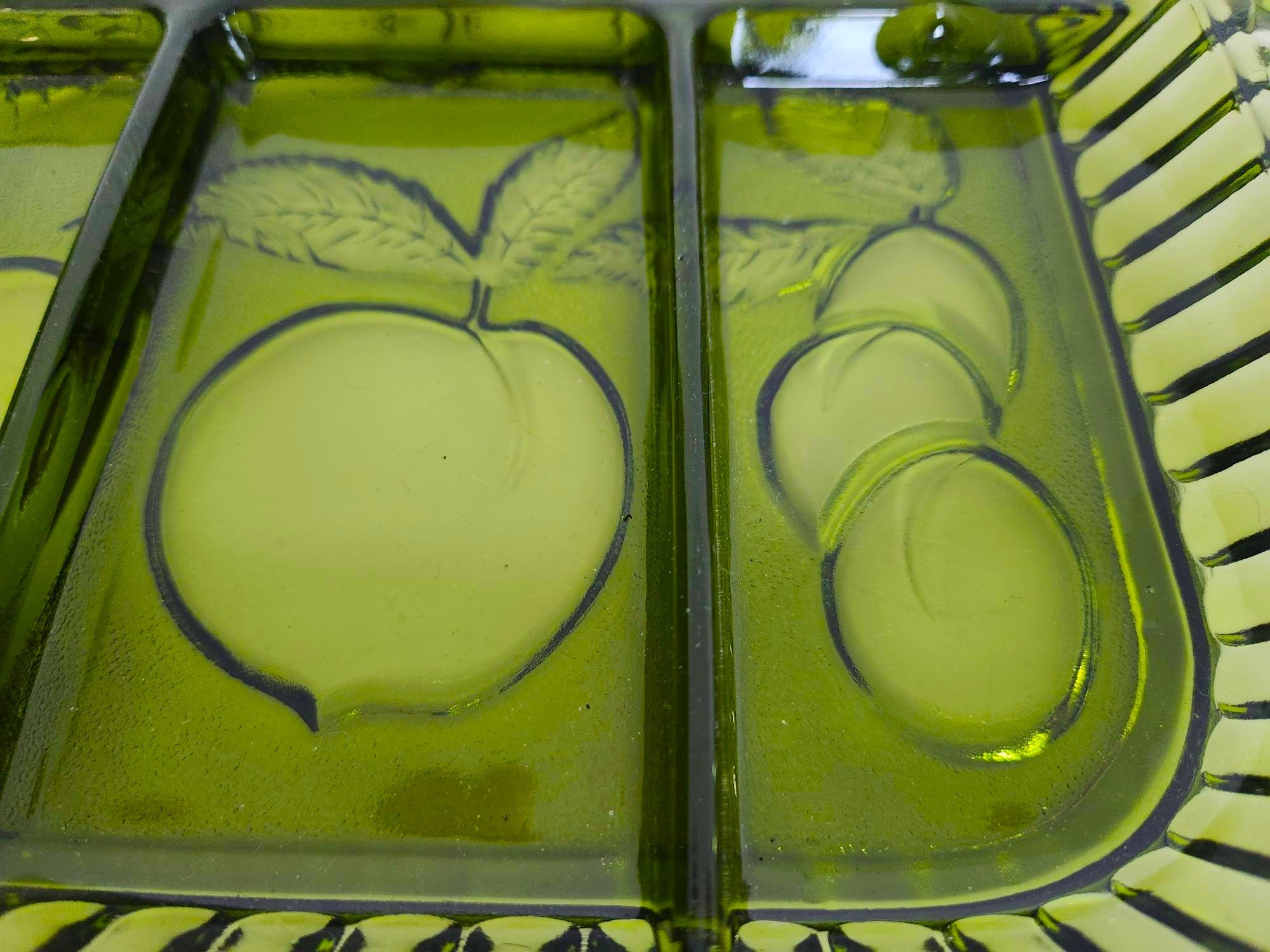 Vintage Indiana Glass Avocado Green Divided Serving Dish - photo 4