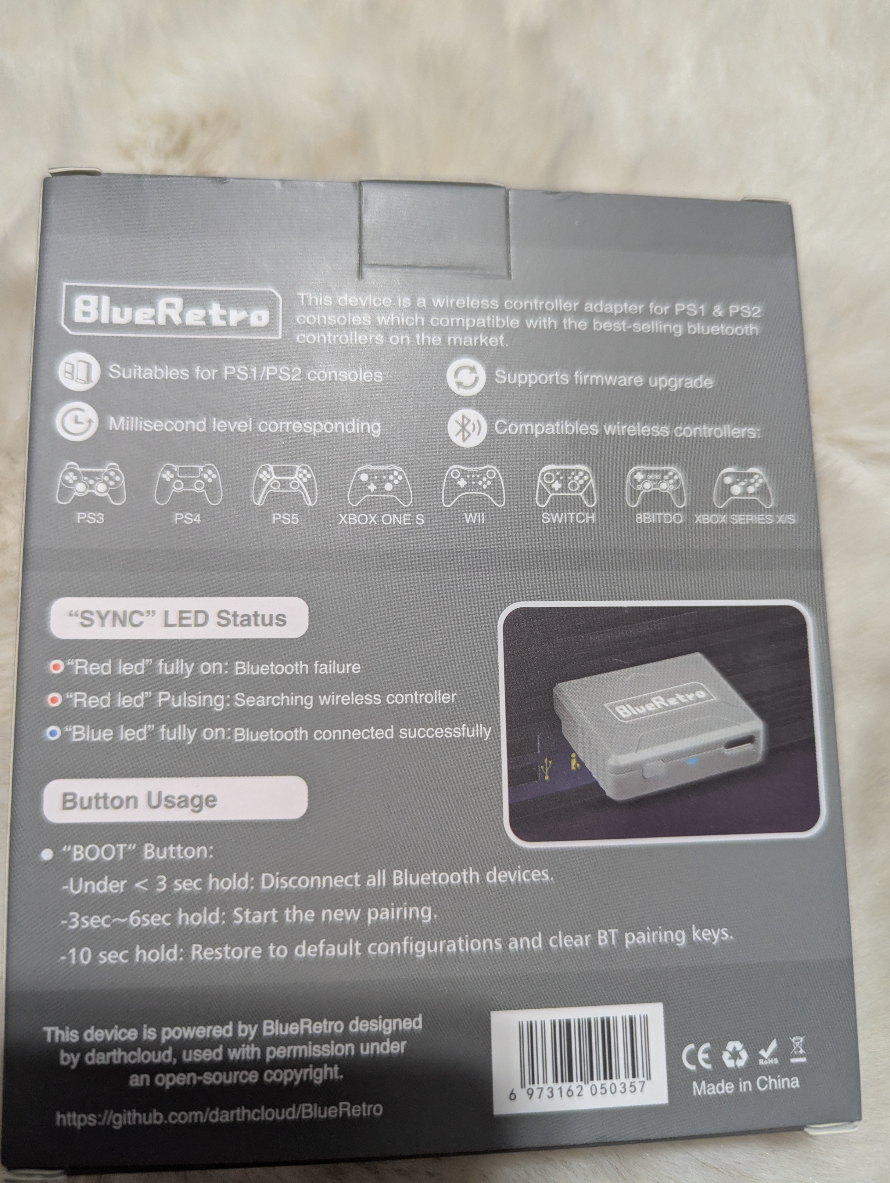 PS2/PS1 Wireless Bluetooth Controller Adapter - photo 2
