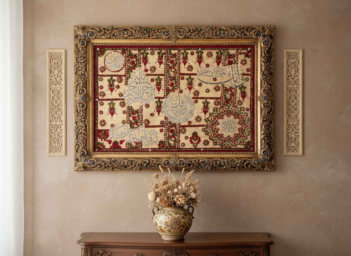 Islamic Quran-inspired artwork in velvet and crystal detailing - photo 2