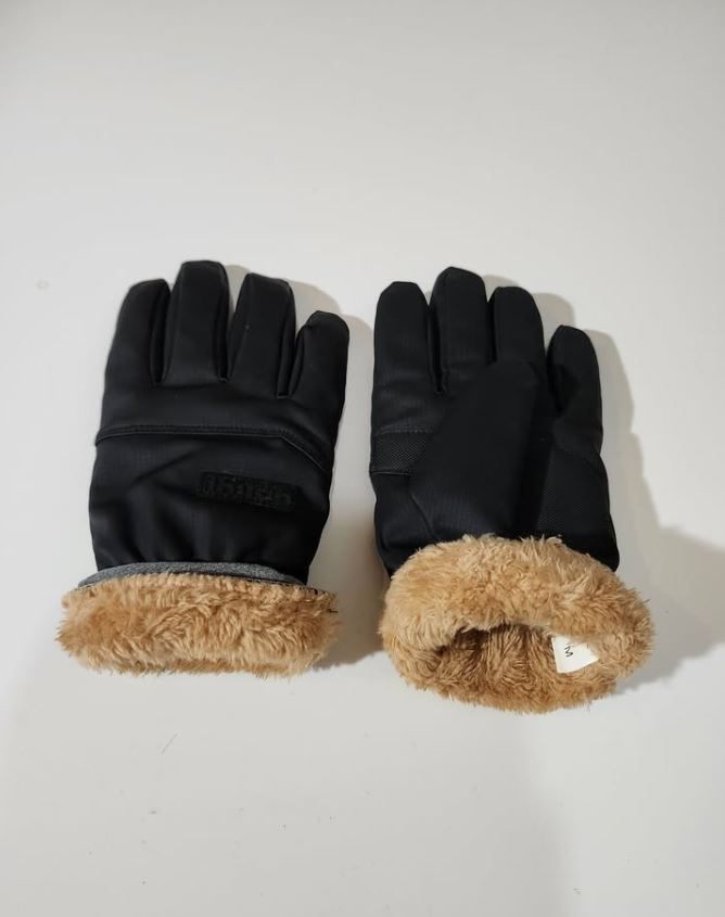 Gloves Size M Fur Black Leather