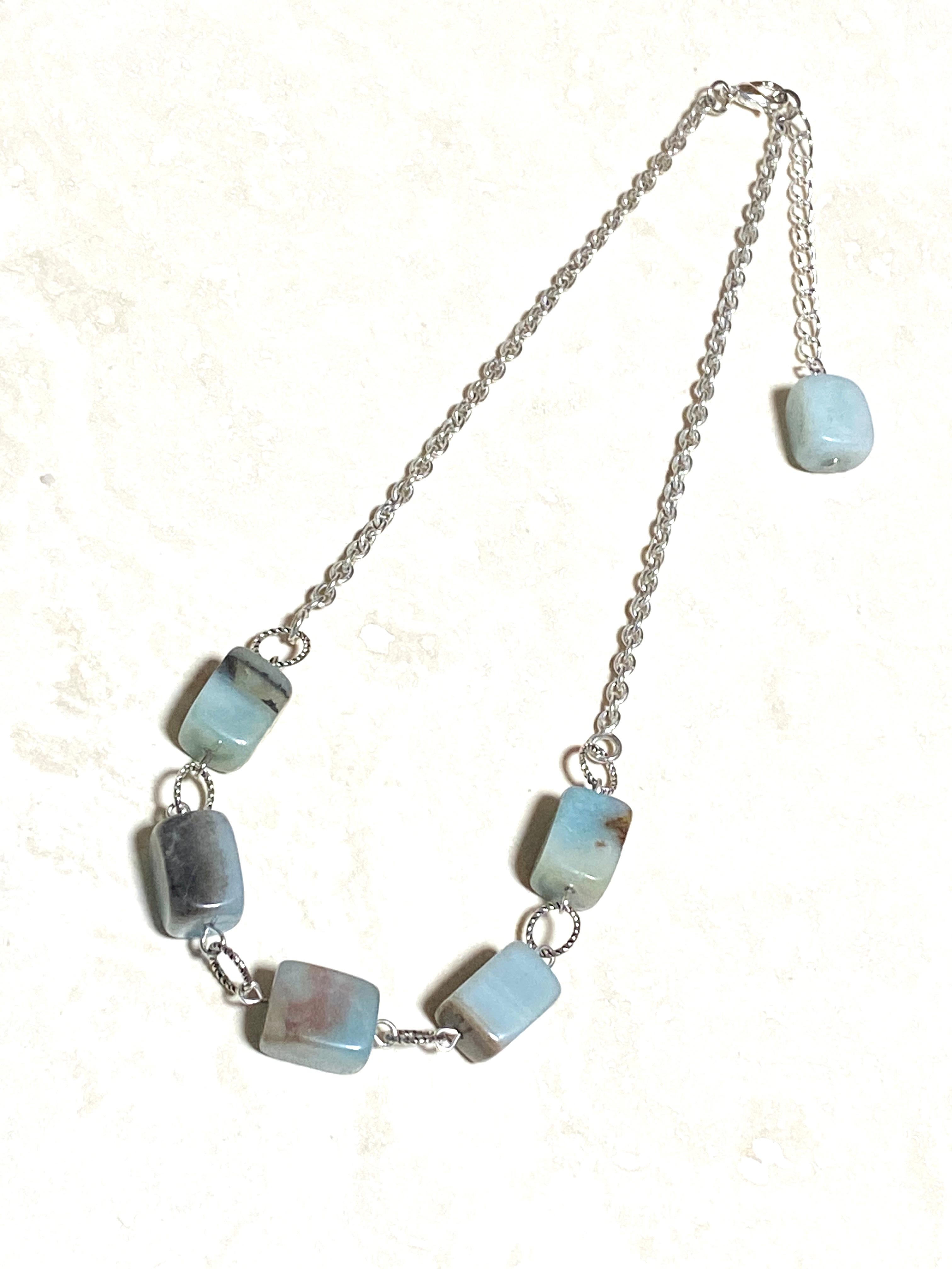 Natural Pale Teal Calcite Necklace, Gemstone Short Necklace - photo 3