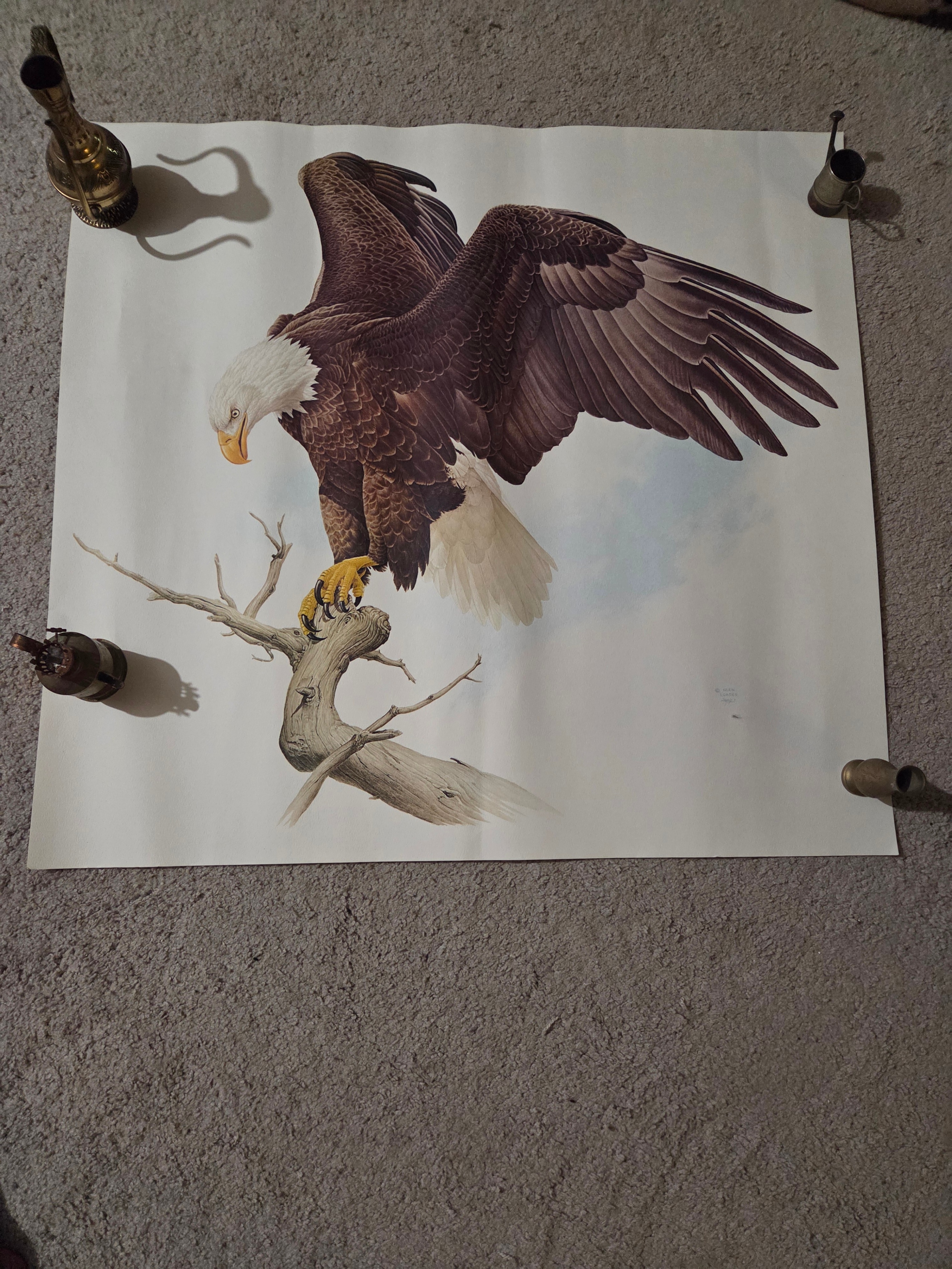 Vintage 1982 Glen Loates "The Bald Eagle" Art Print Poster 24.5"