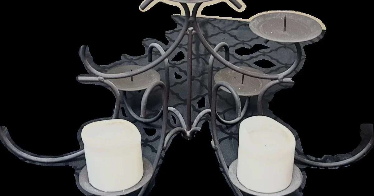 Wrought Iron Multi-Tier Pillar Candle Holder Centerpiece