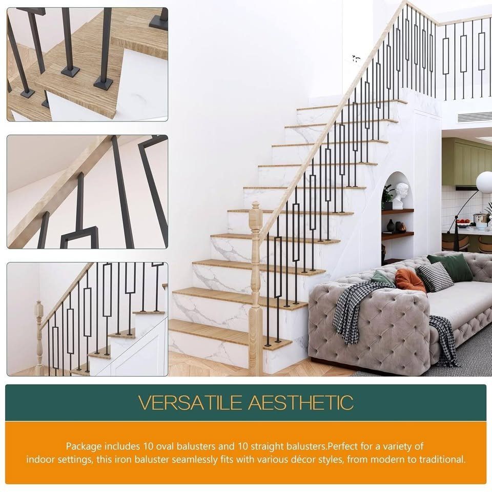 NEW DIYHD Iron Baluster 44" 12-Pack for Stair Railing Post Deck - photo 3