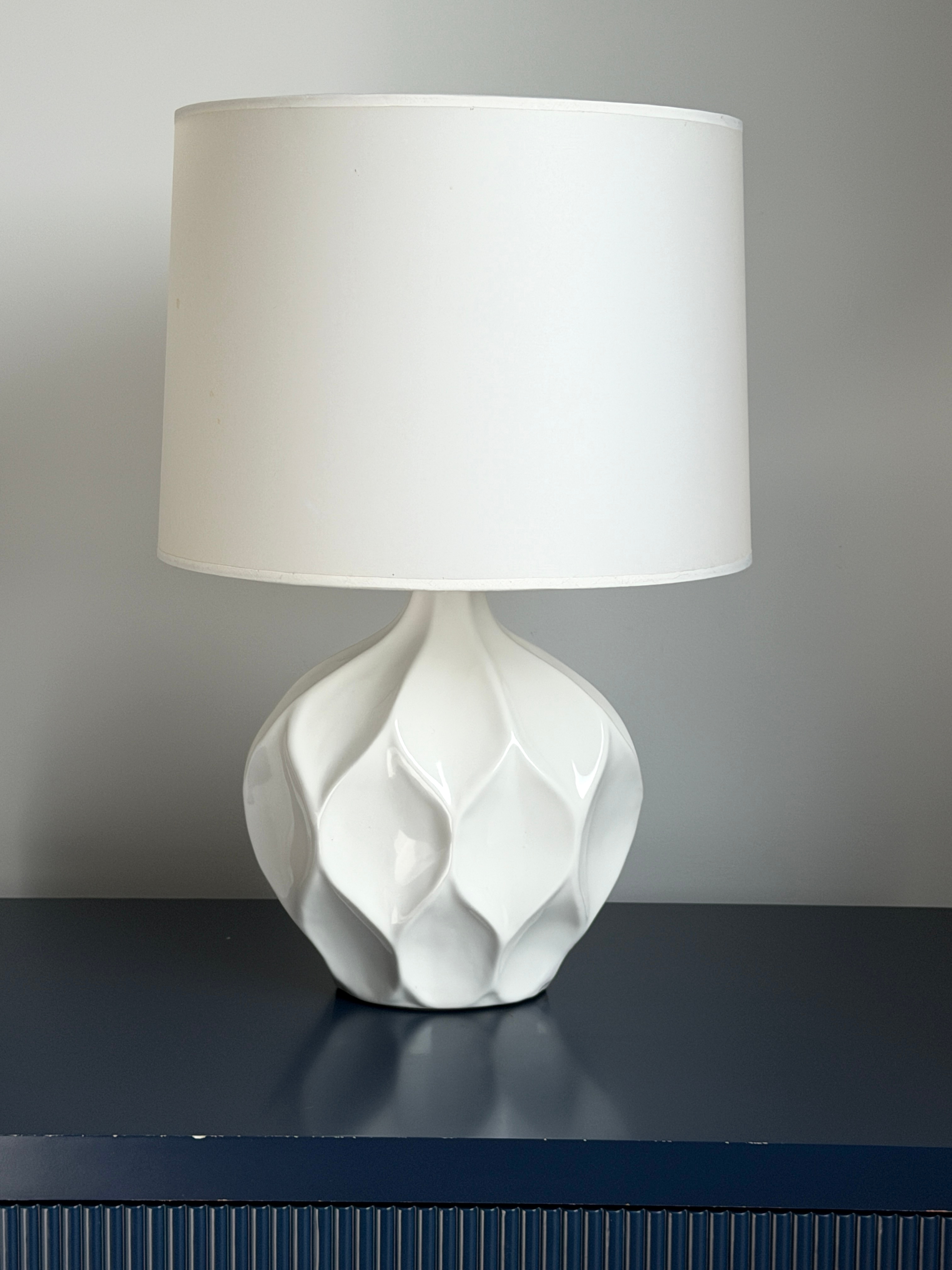 White Modern Design Table Accent Lamps - Pair