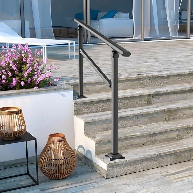 New SPACEEUP 4-5 Steps Stair Handrails, 54"x33" Wrought Handrail - photo 2