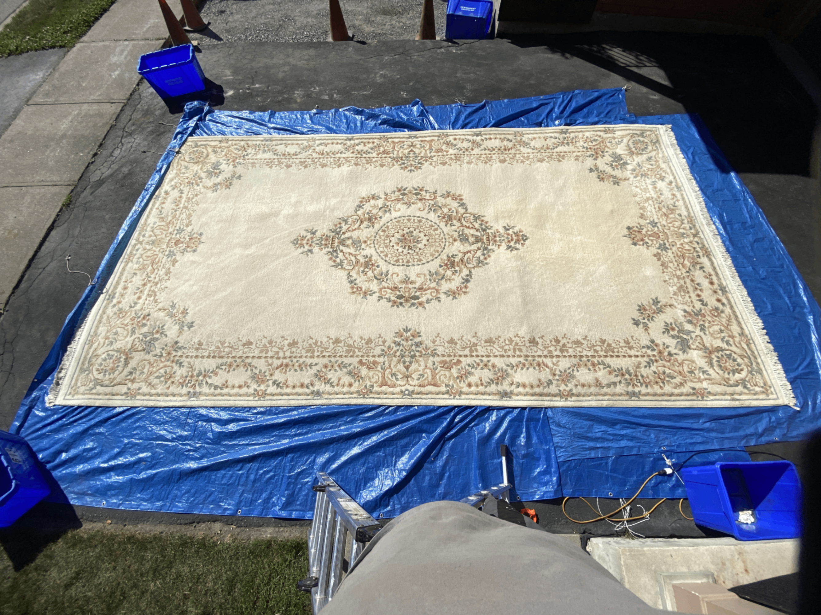 Large Vintage Aubusson Medallion Rug Carpet 18' x 10' - photo 3