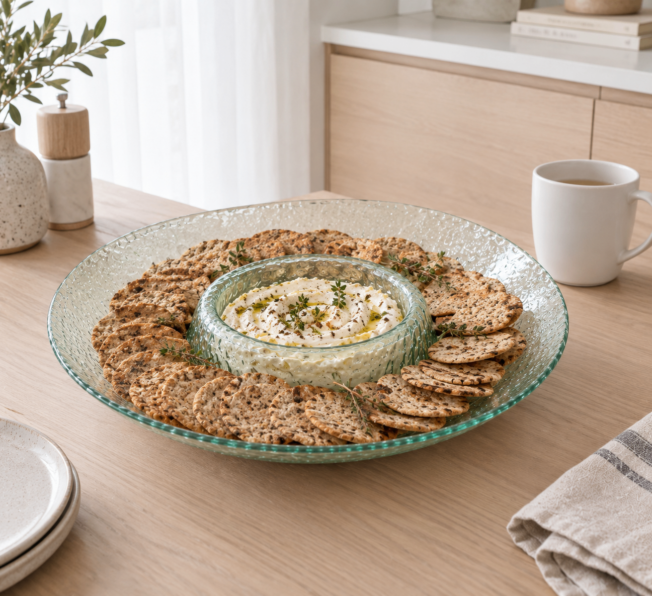 Like New Textured Glass-Look Acrylic Chip & Dip Platter - photo 4