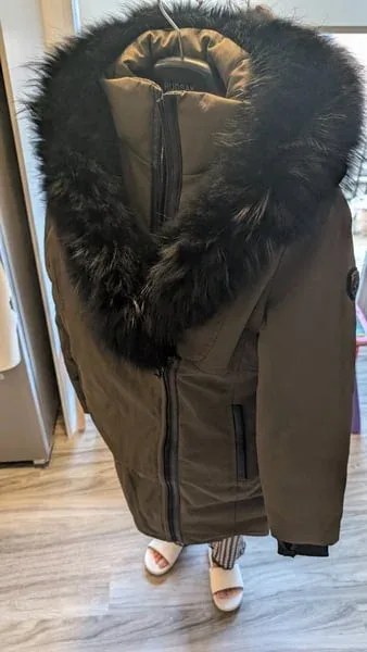 Rudsak Women's Olive Green Parka, Fur Hood - Medium