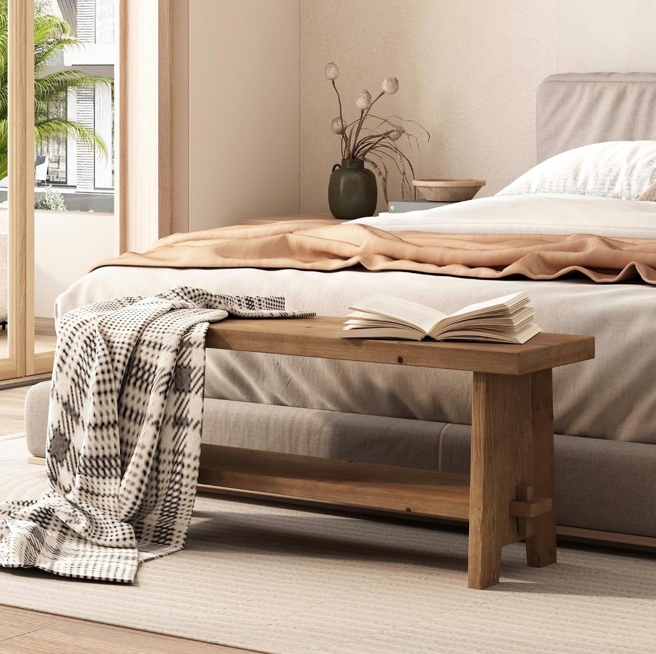 NEW: Entryway Bench 43.3" Indoor Solid Wood Bench - photo 5