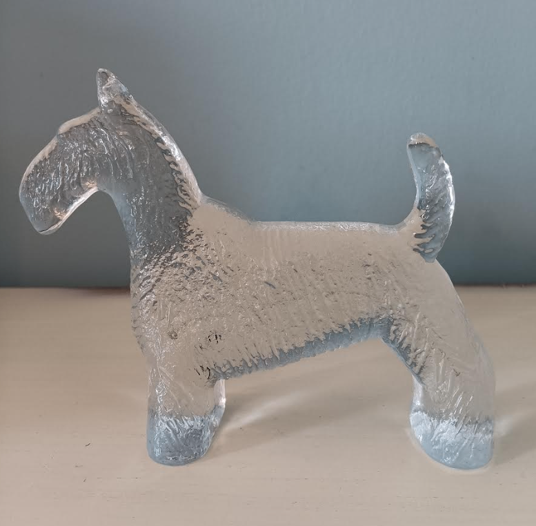 Vintage Kosta Boda Scottish Terrier glass sculpture paperweight