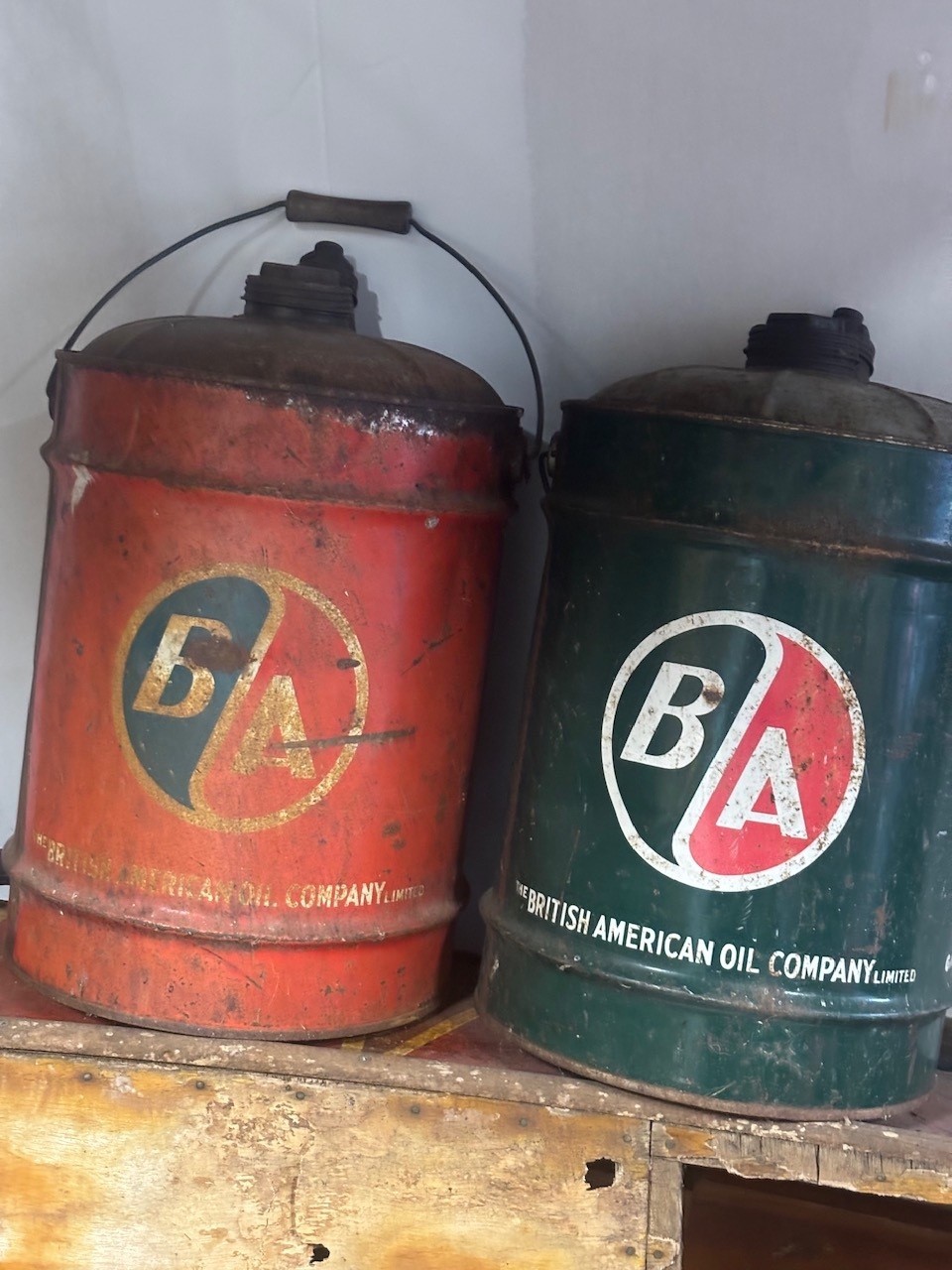 Two Vintage B/A British American Oil Company Cans