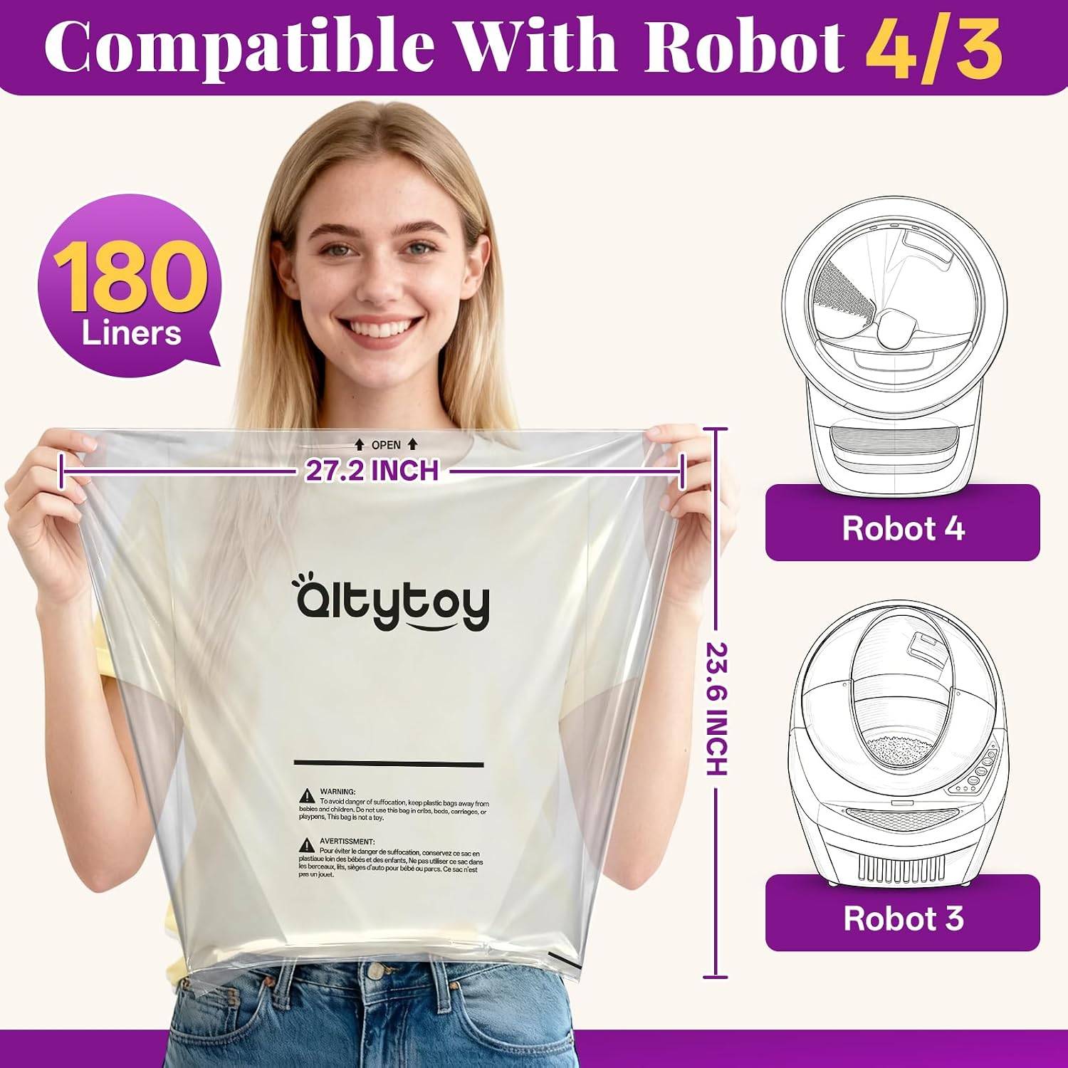 NEW~ 180 Cat Litter Waste Bags – Fits Litter-Robot 3/4/5 - photo 2
