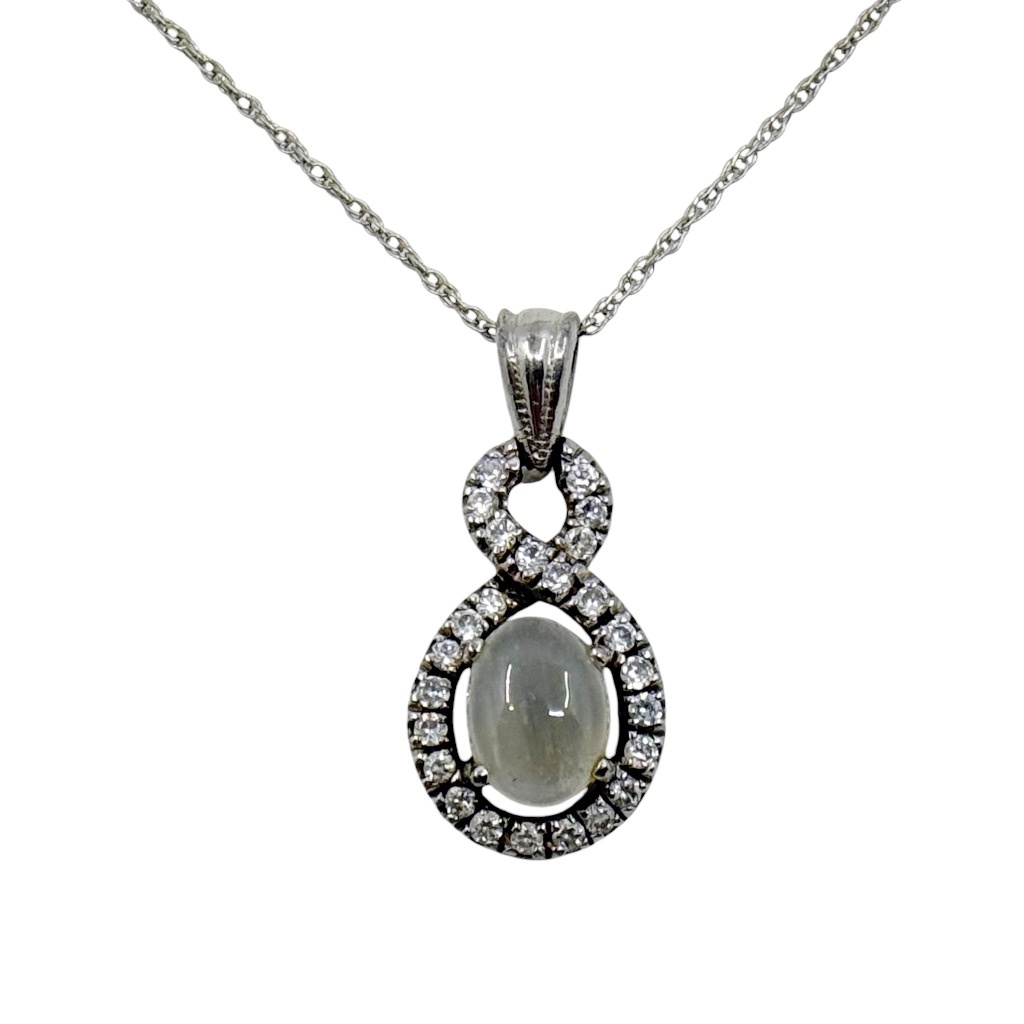 Sterling silver moonstone & cubic zirconia pendant