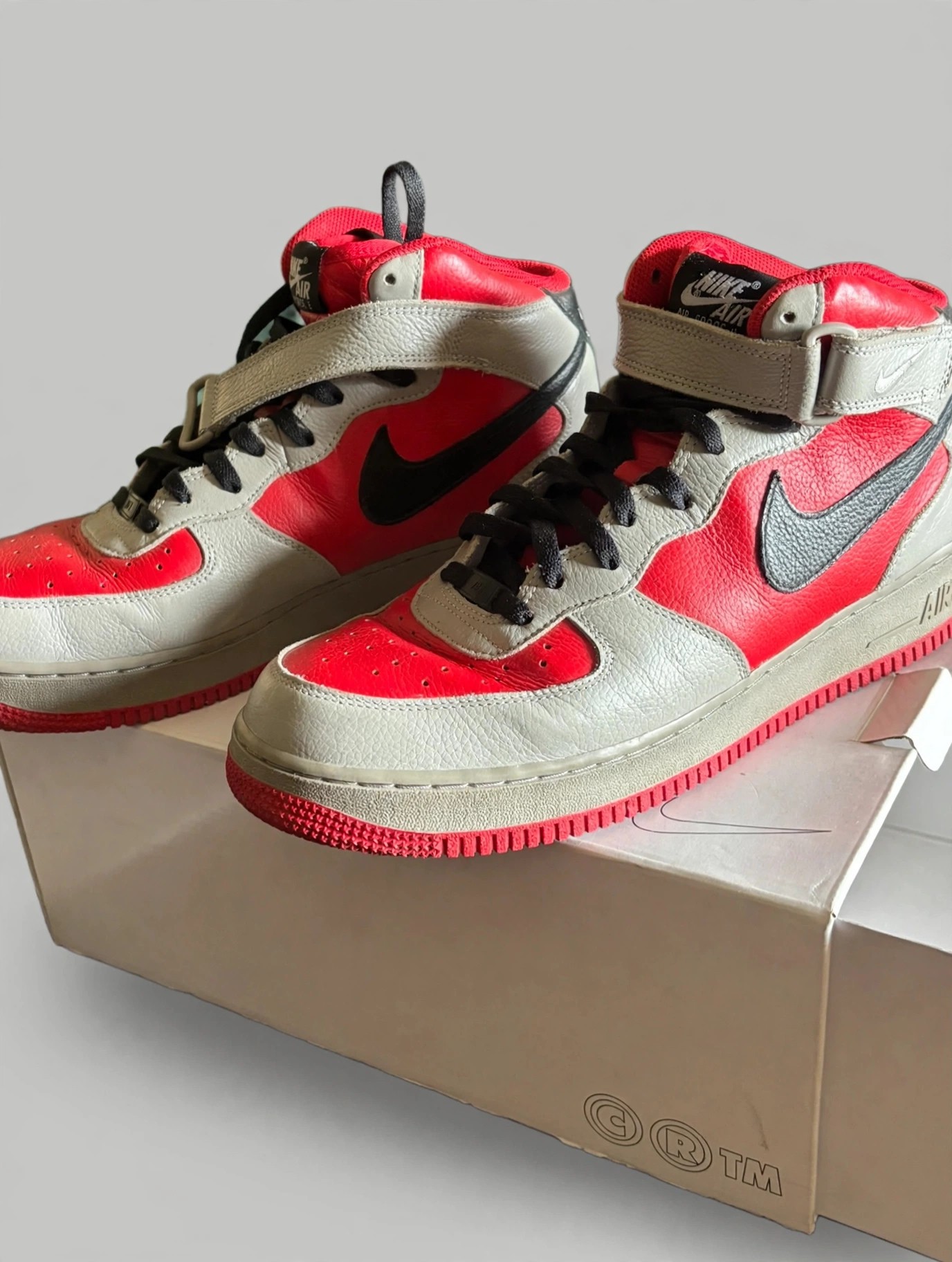 Nike AF1 Mid Red Grey Custom MC FLY Mens US 11.5 Box - photo 2