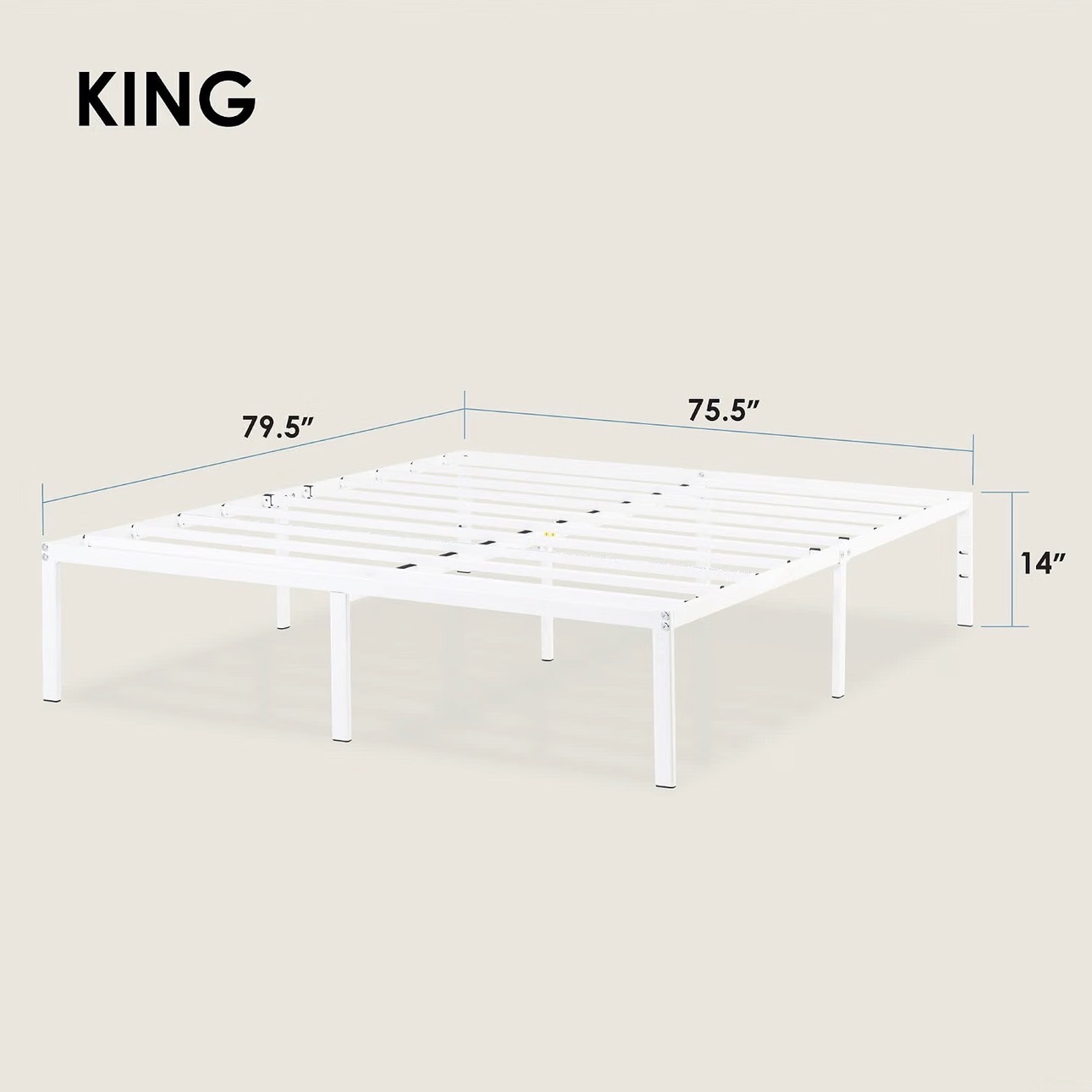 Mellow Mattress 14 Inch Metal Platform Bed Heavy Duty King Size - photo 3