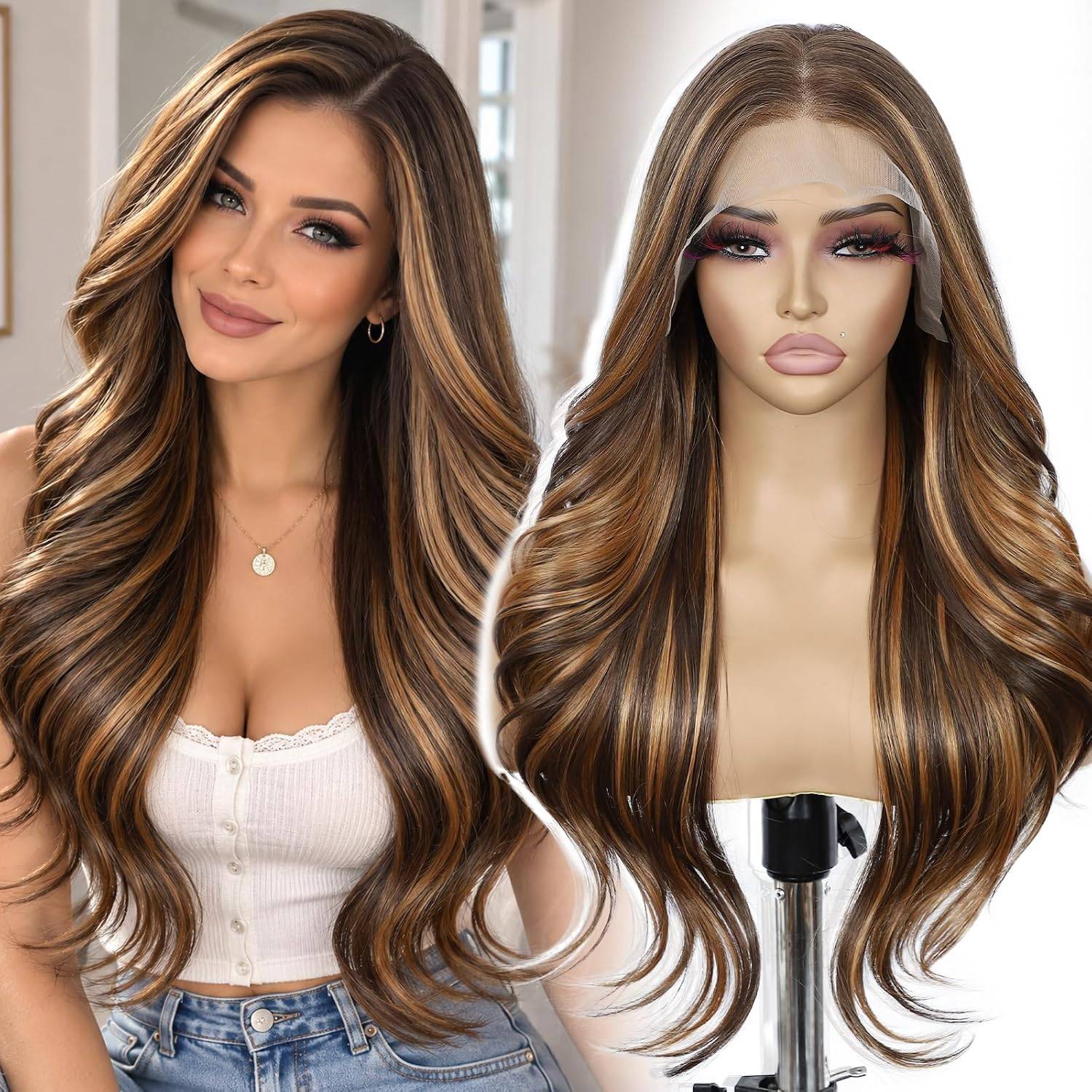 NEW~ 26" Brown Layered Blowout Lace Front Wig – 13x6