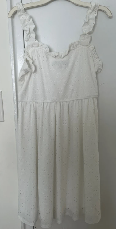 white eyelet babydoll mini dress