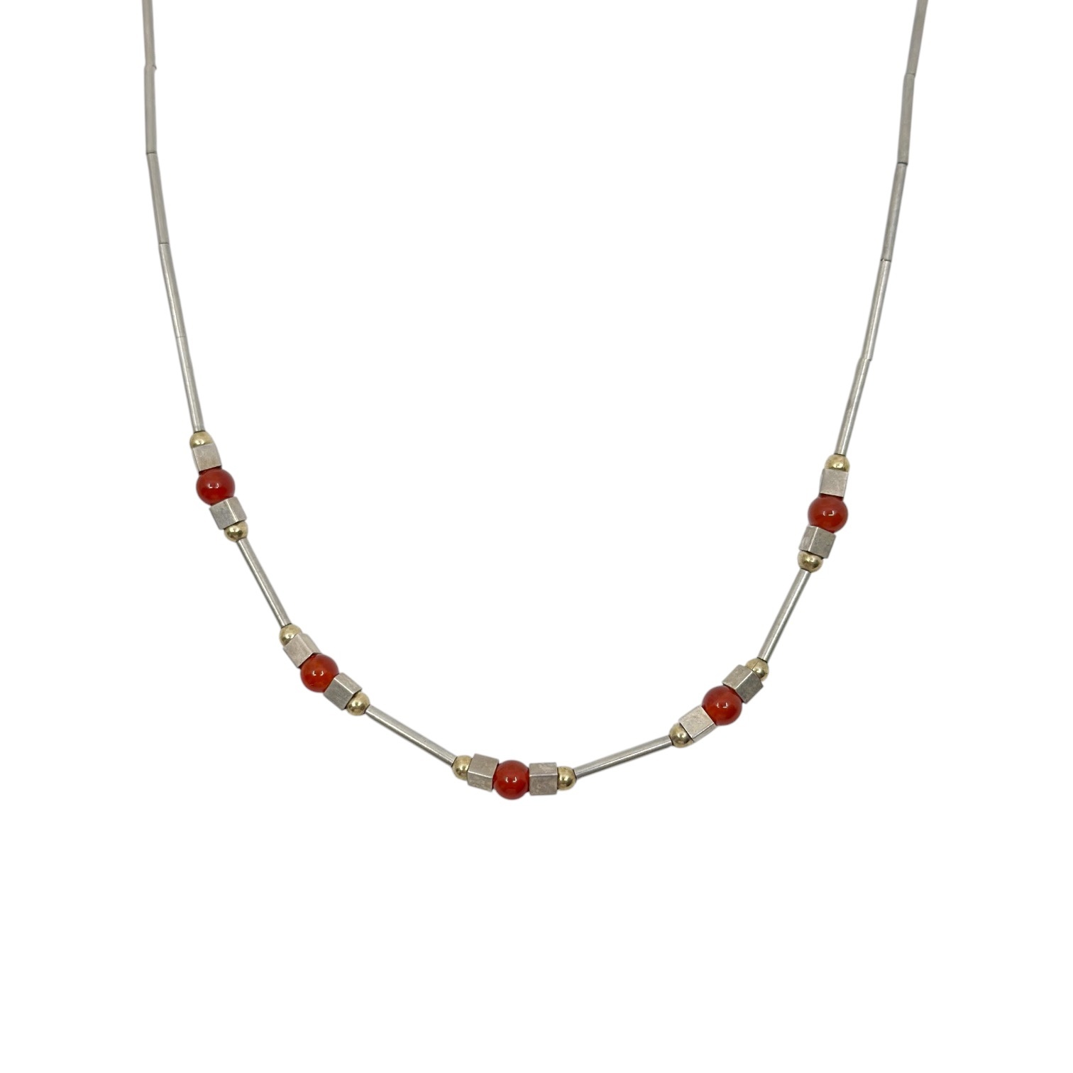 sterling silver & gold filled carnelian bead necklace - GM1022 - photo 4