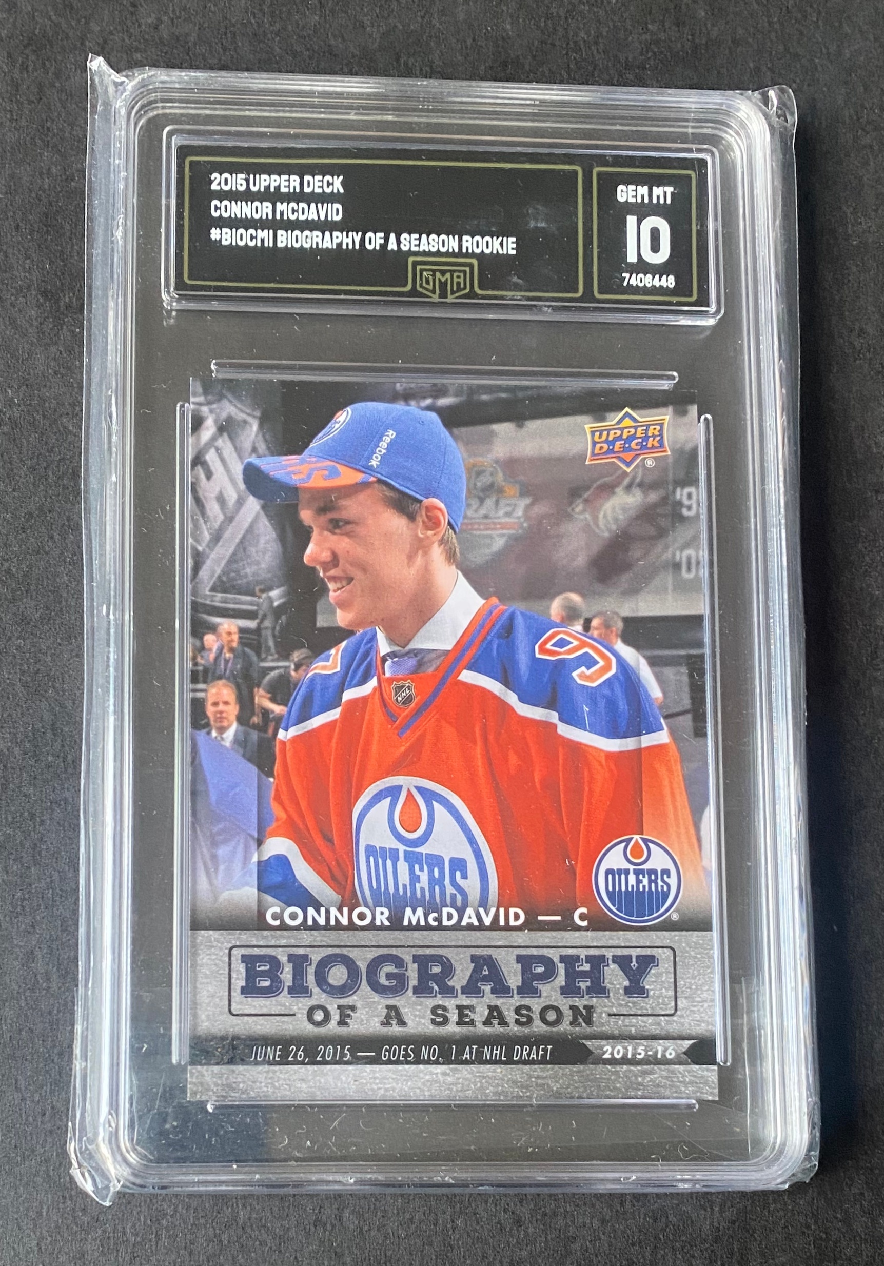2015 Edmonton Oilers Connor Mcdavid Rookie #BIOCM1 Mint GMA 10
