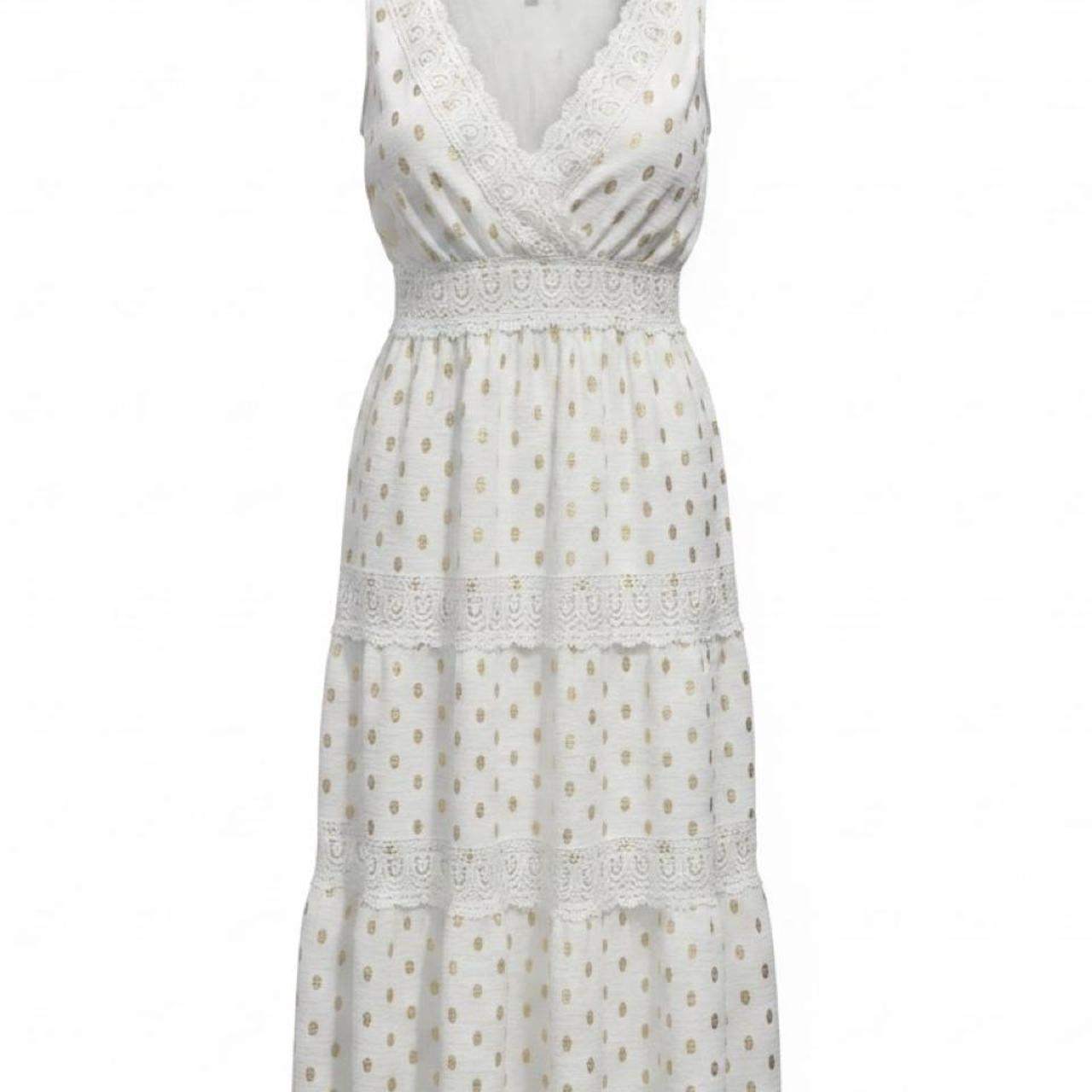 White Eyelet Lace Polka Dot Midi Dress – Size L – Brand New - photo 2