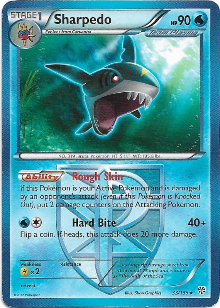 Pokemon Sharpedo 33/135 Plasma Storm LP
