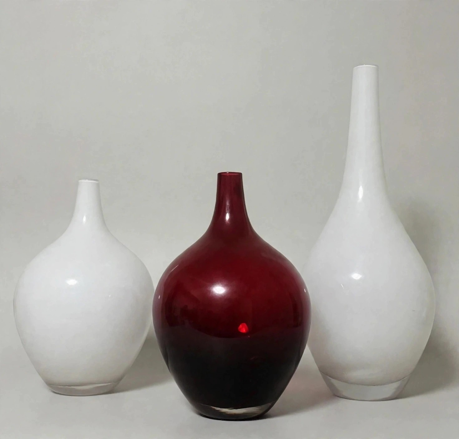 IKEA Salong Glass Vases Set of 3 White Ruby Red MCM - photo 2