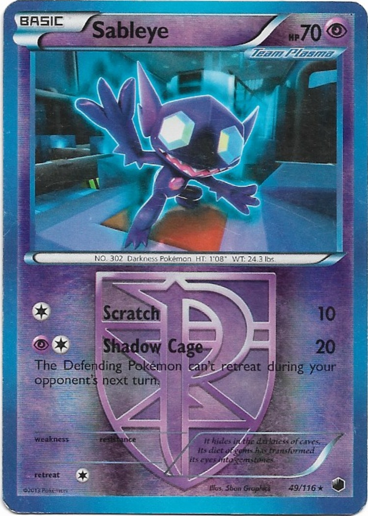 Pokemon Sableye 49/116 Plasma Freeze Reverse Holo LP