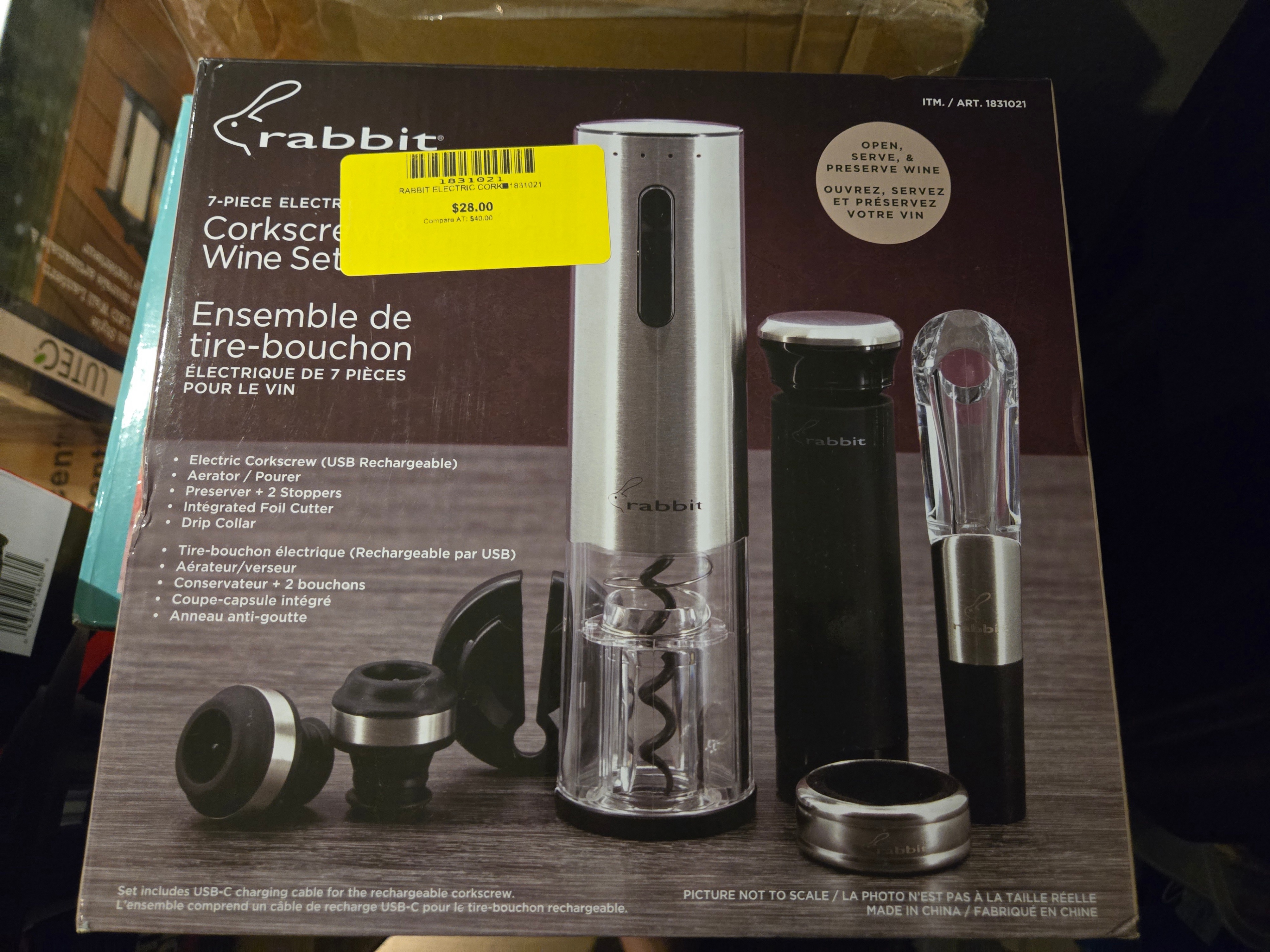 Rabbit 7-Piece Electric Corkscrew Wine Set