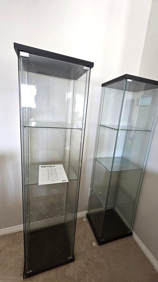 IKEA DETOLF Glass Display Cabinets - Black-Brown