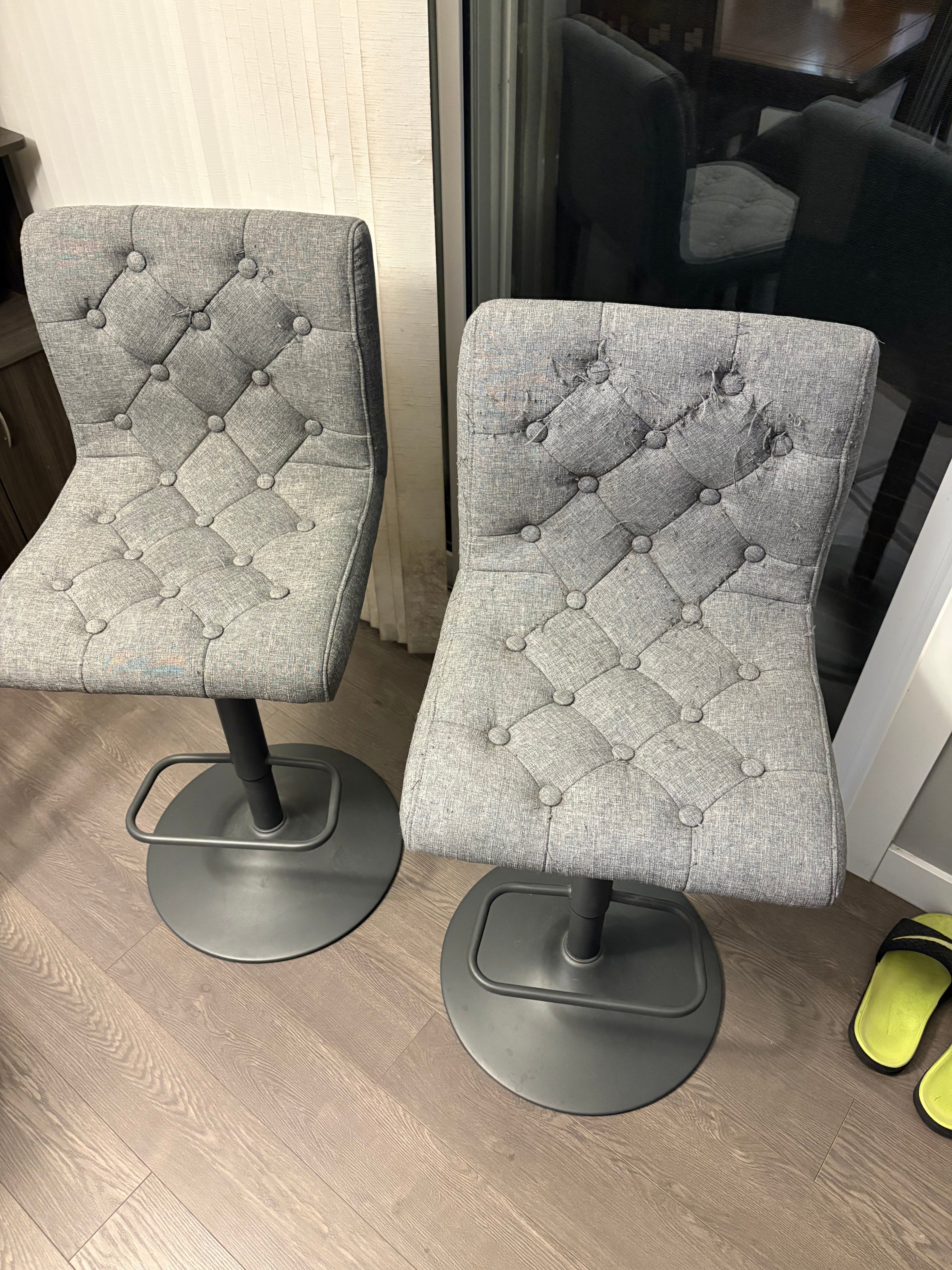 Two Grey Upholstered Bar Stools - photo 3