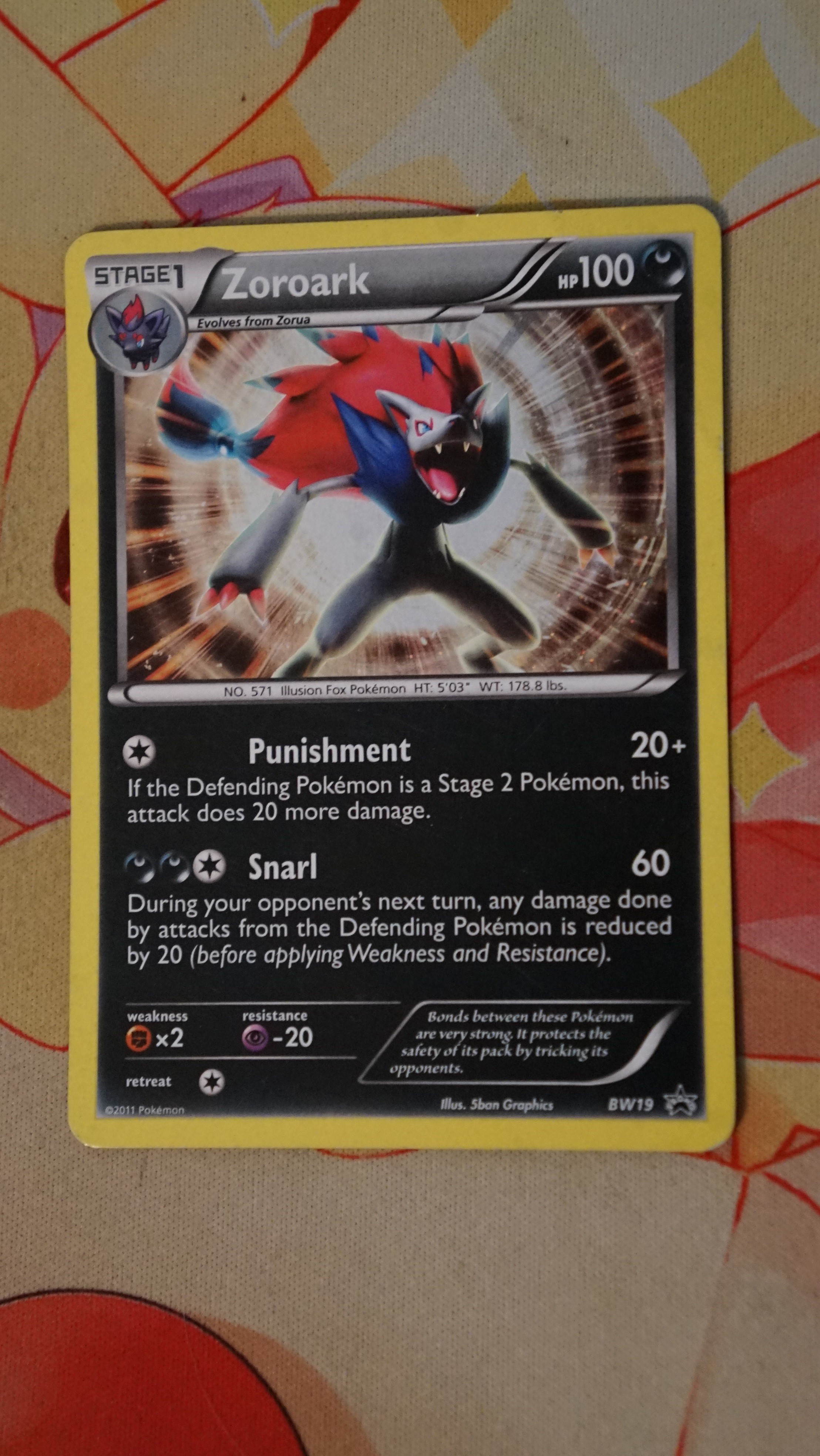 Pokemon Zoroark BW19 BW Promo Holo LP - photo 3