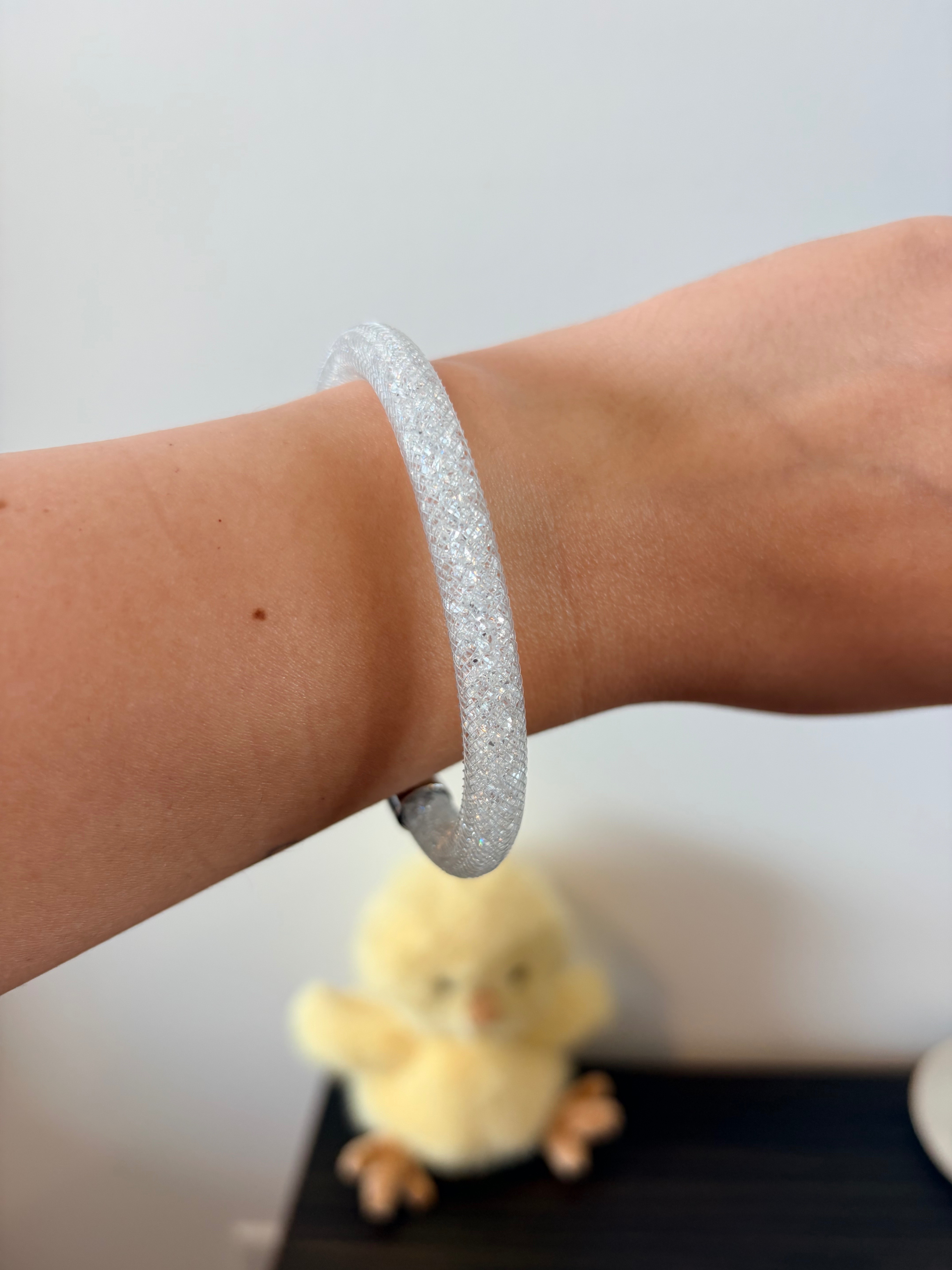 Swarovski Stardust White Crystal Mesh Bangle Bracelet Size M - photo 2