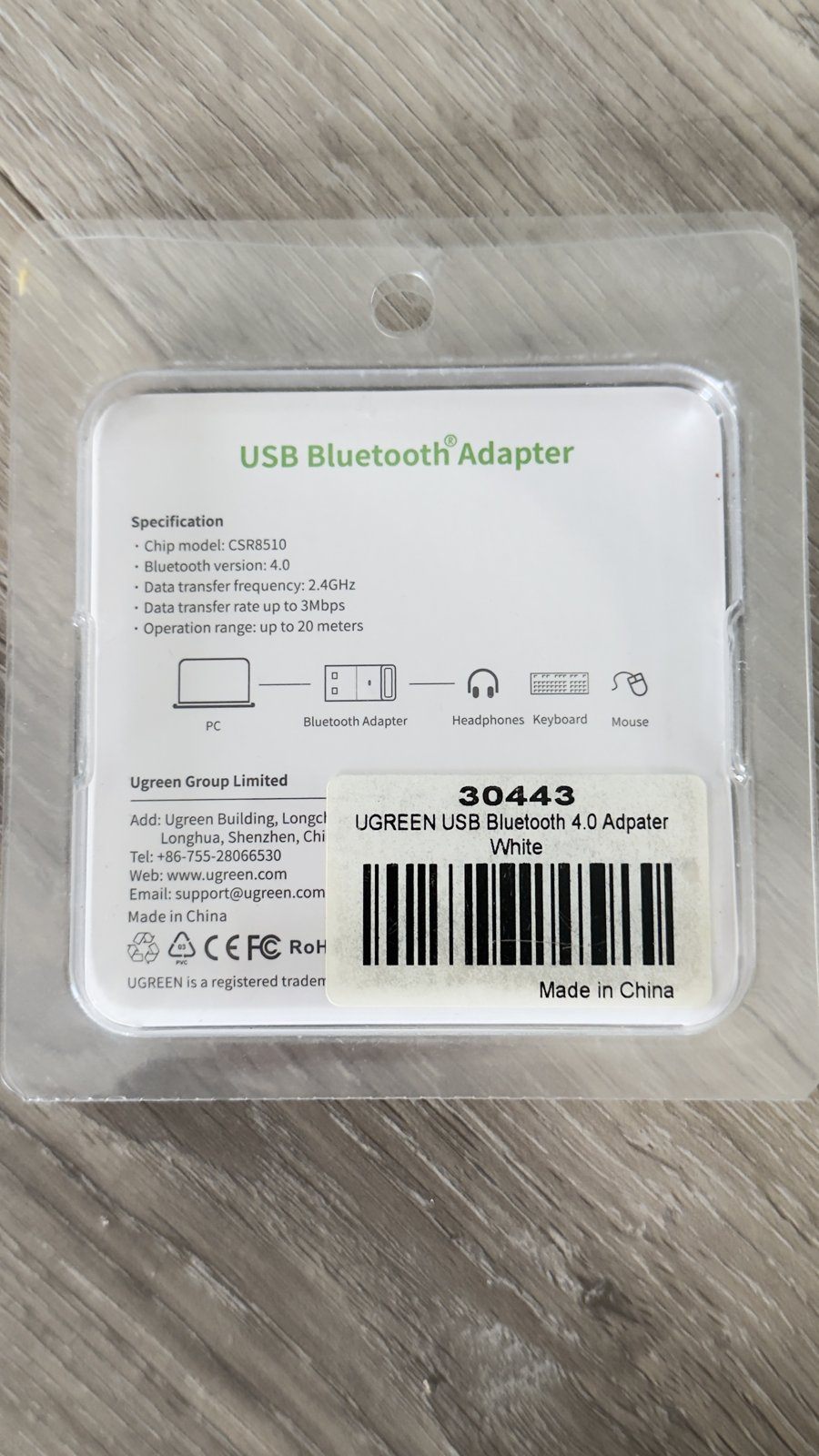 UGREEN USB Bluetooth 4.0 Adapter (30443) – New in Package - photo 2