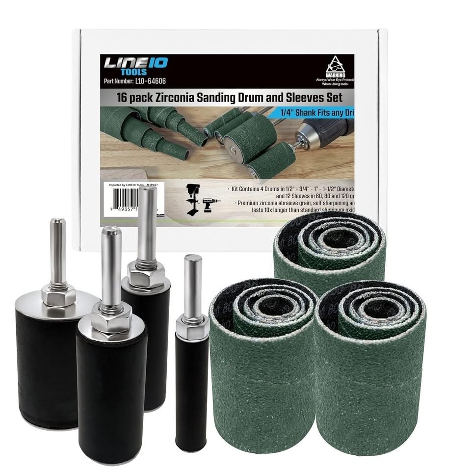 Line 10 Tools -16 Pack Blue Zirconia Sanding Drums