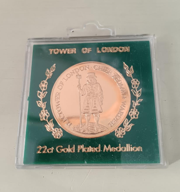 Vintage Tower Of London Chief Yeoman 22ct Gold Plated Medallion
