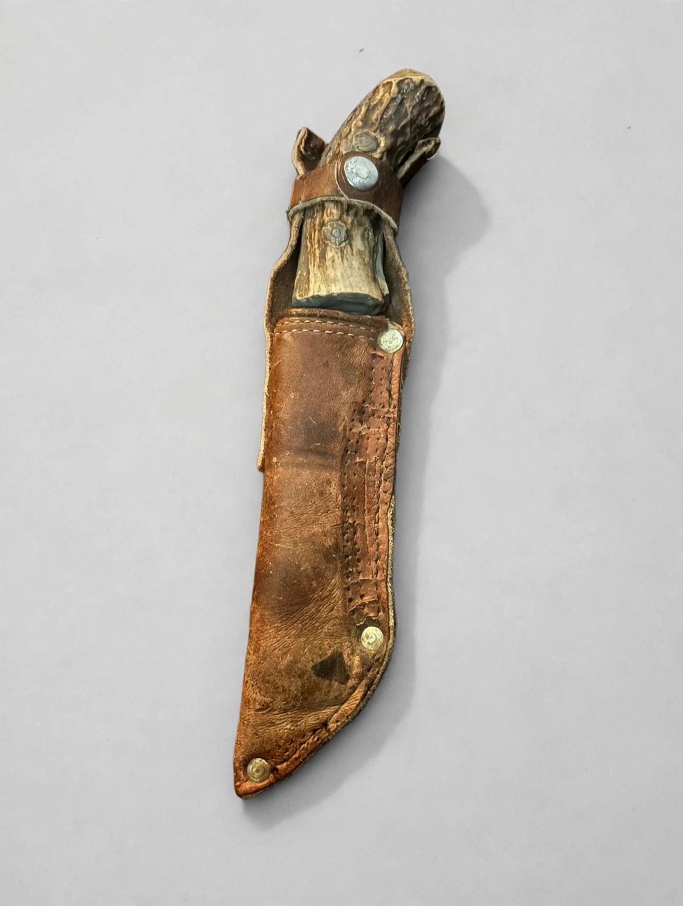 Hunting Knife With Antler Handle Vintage Fixed Blade - photo 5