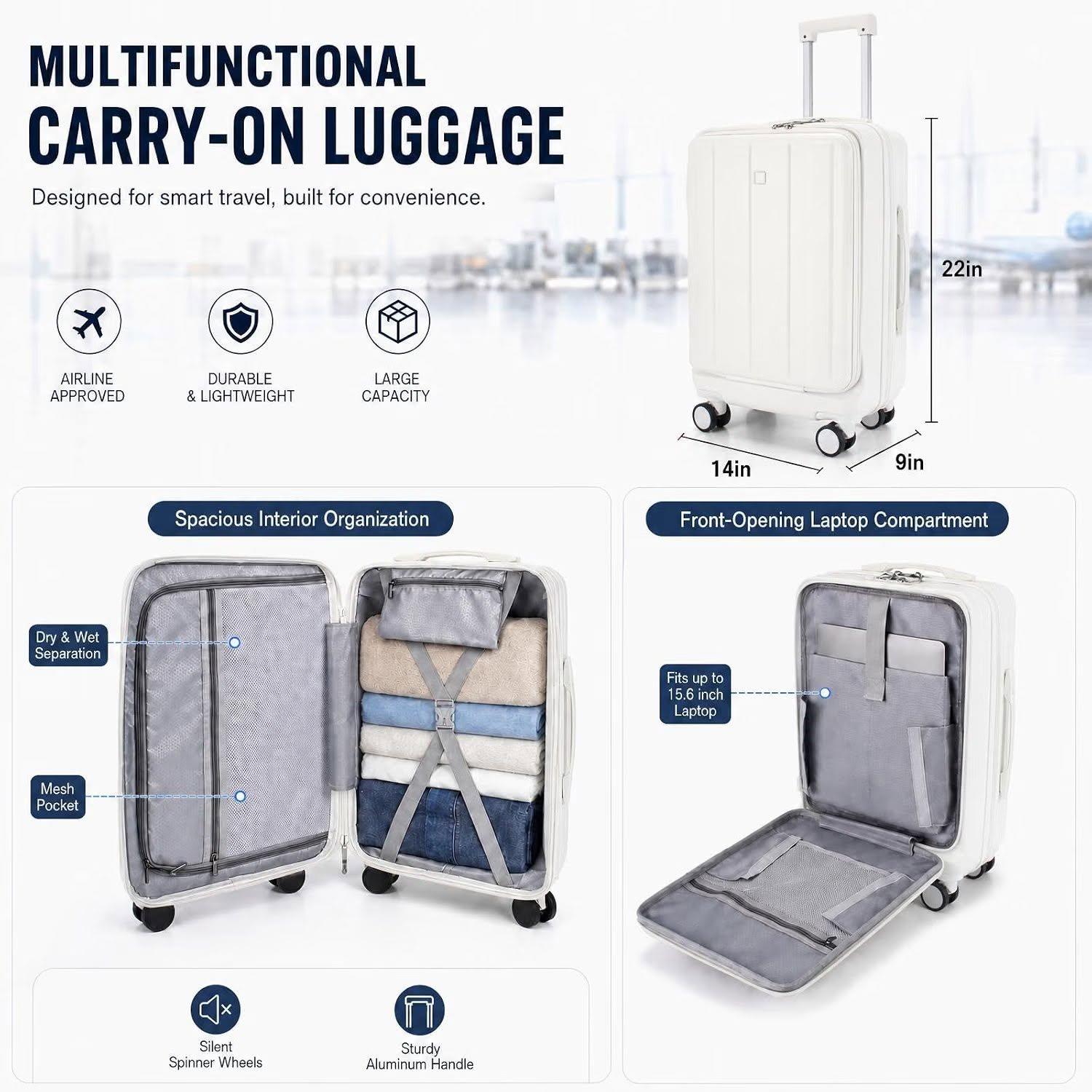 20 Inch Carry-On Luggage with Laptop Compartment - photo 3