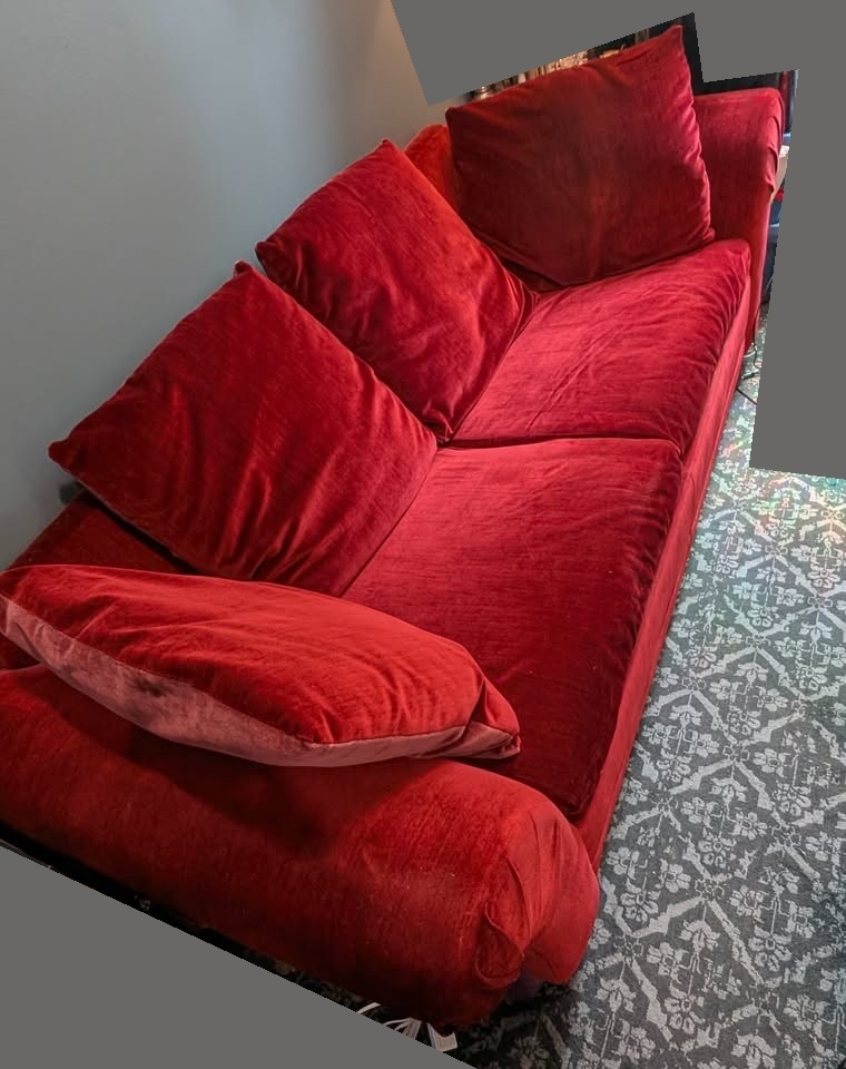 Vintage red velvet convertible couch (full size bed) - photo 3